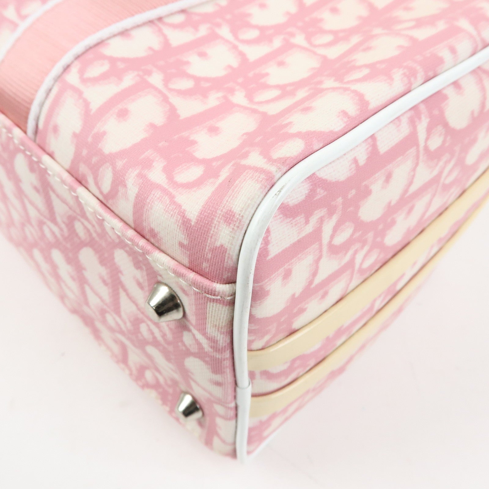 Christian Dior Trotter PVC Patent Leather Boston Bag Hand Bag Pink
