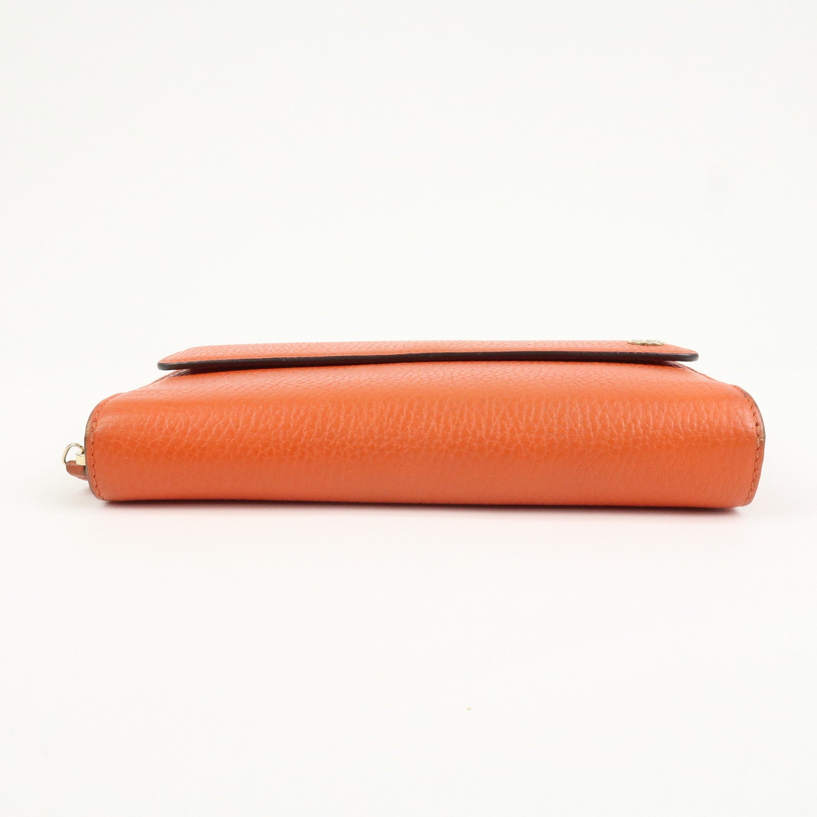 GUCCI Interlocking G Leather Flap Round Zippy Long Wallet 449397