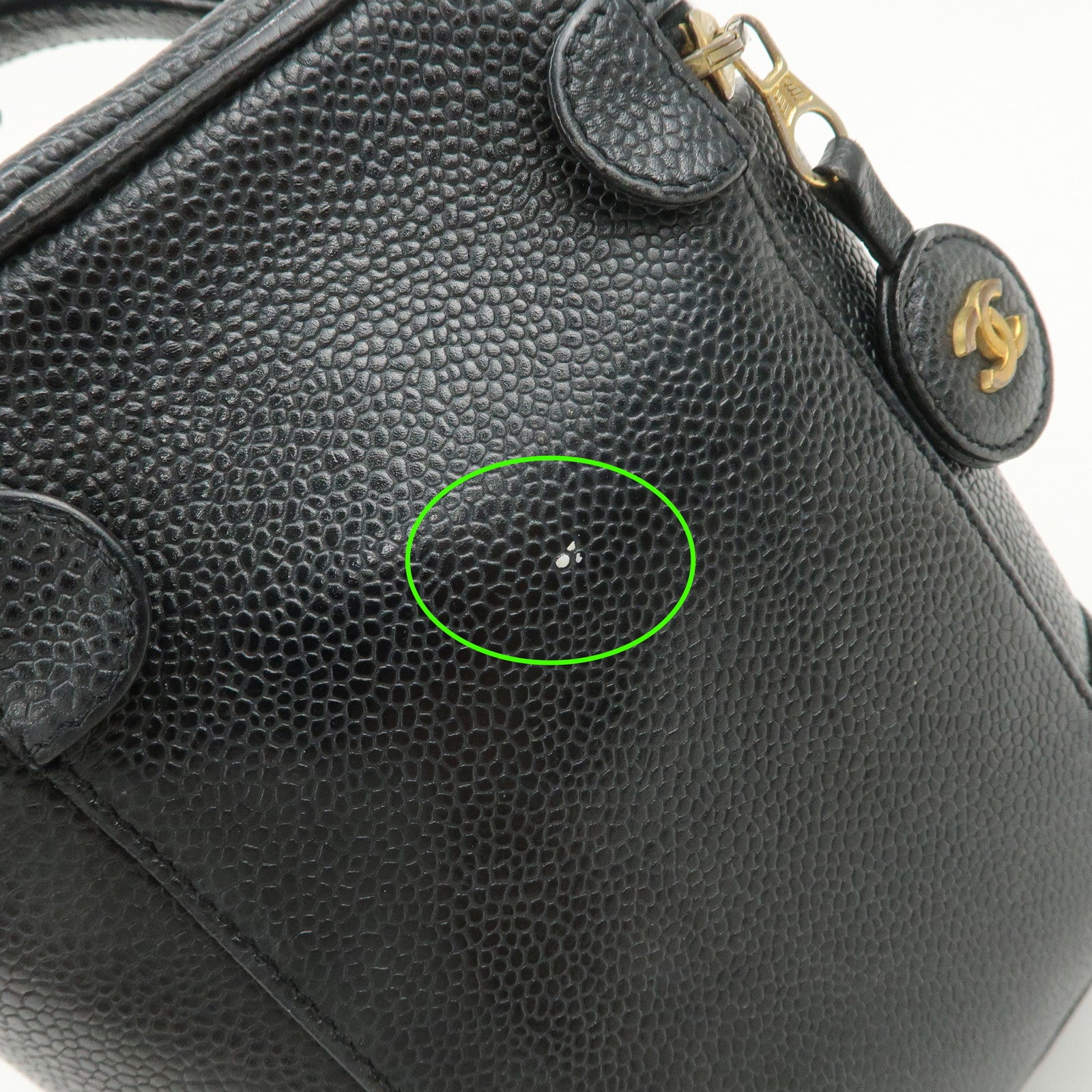 CHANEL COCO Mark Caviarskin Vanity Bag Hand Bag Makeup Bag A01998