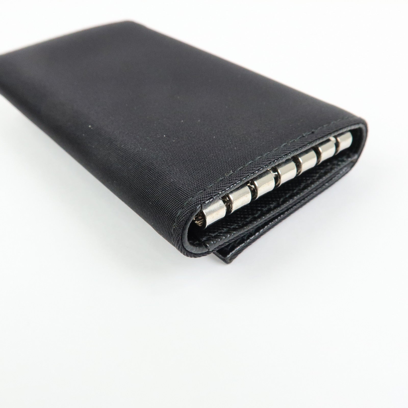 PRADA Triangle Logo Nylon Leather 6 Rings Key Case 1M0222