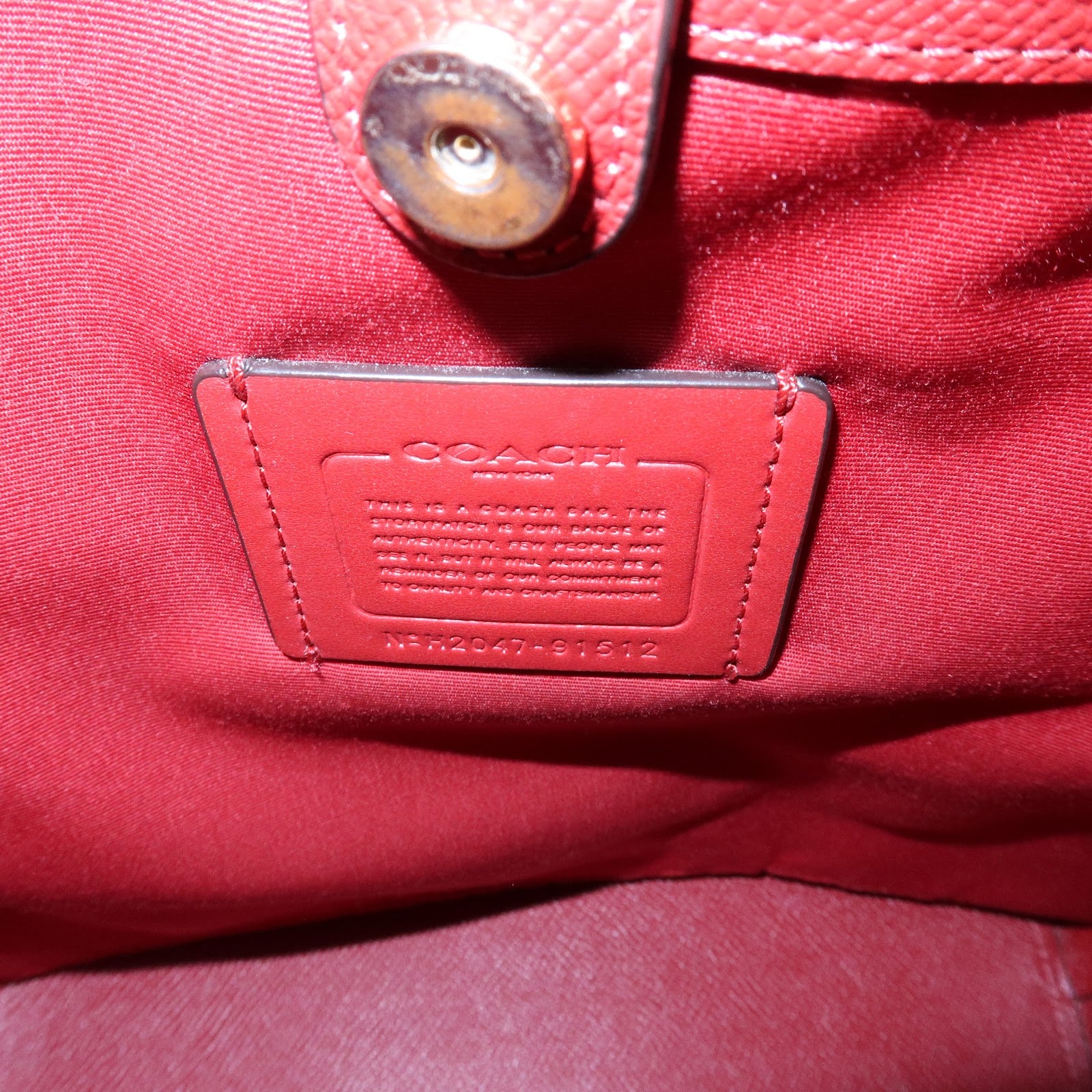 COACH Signature PVC 2Way Shoulder Bag Hand Bag Dark Brown Red