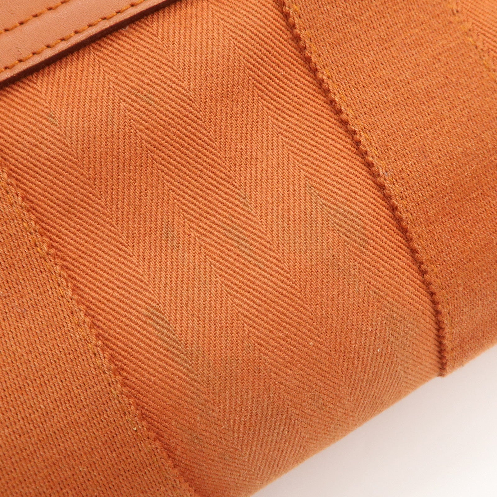 HERMES Valparaiso PM Toile Ash Leather Tote Bag Orange