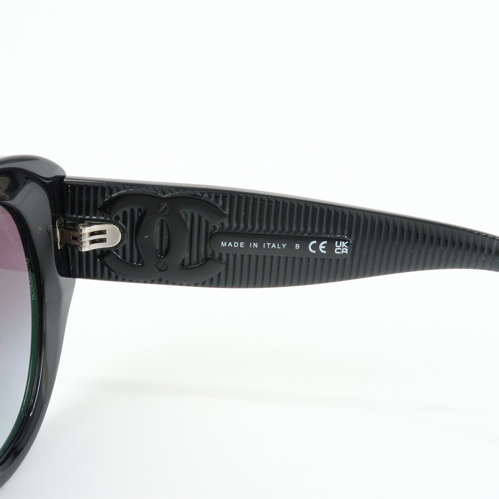 CHANEL COCO Mark Plastic Butterfly Sunglasses 54□19 Black 5492-A