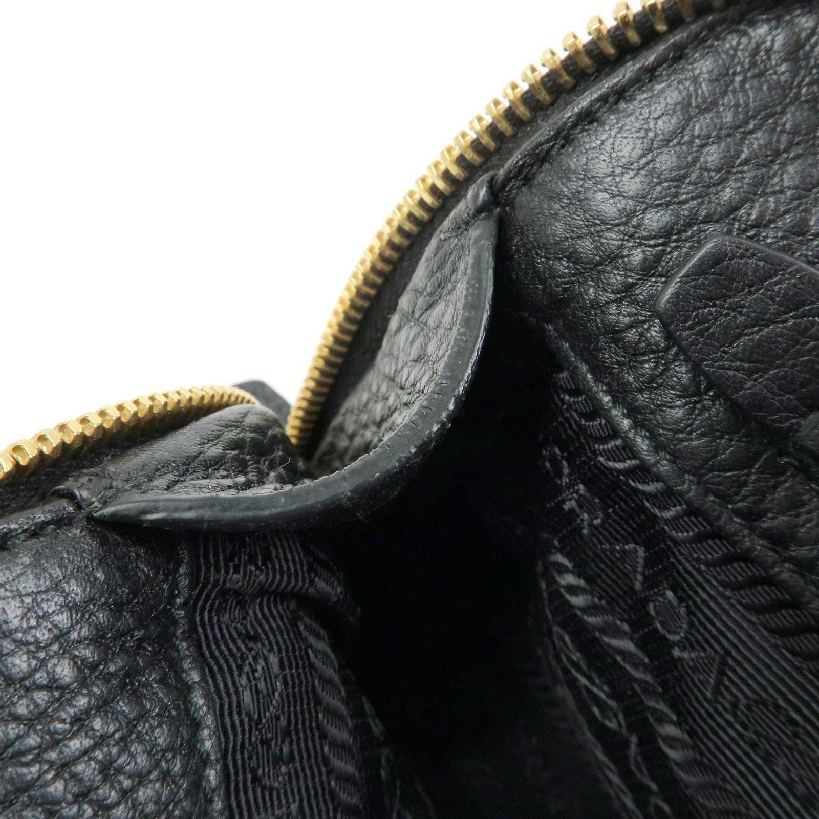 PRADA Logo Leather Cosmetic Pouch Clutch Black 1ND005