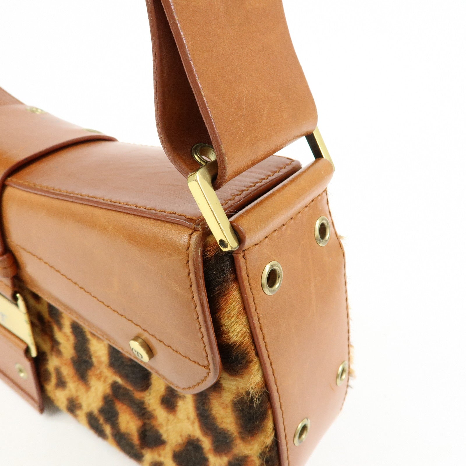 Christian Dior Street Chic Unborn Calf Leather Hand Bag Leopard