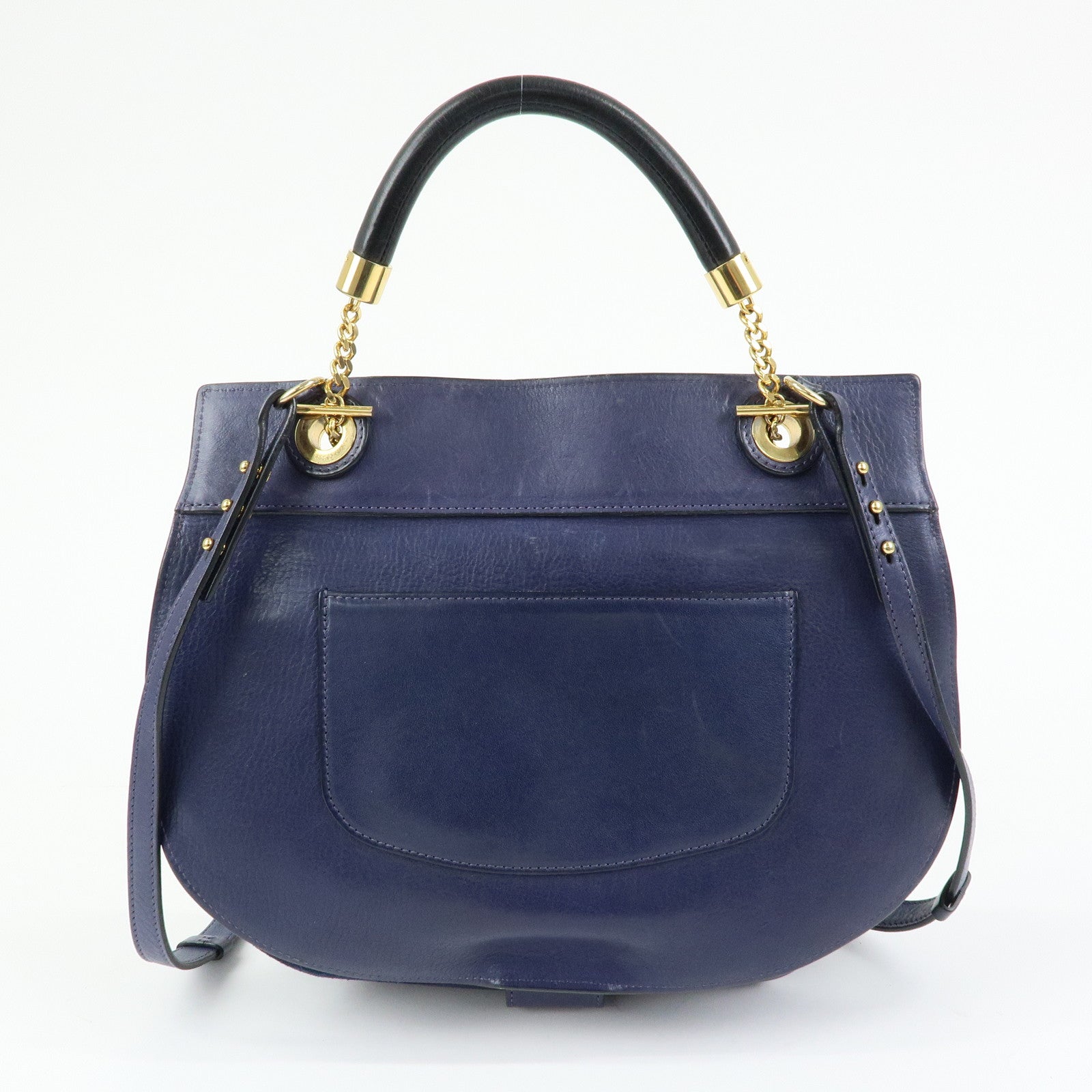 Chloe Goldie Leather Suede 2Way Hand Bag Shoulder Bag Navy