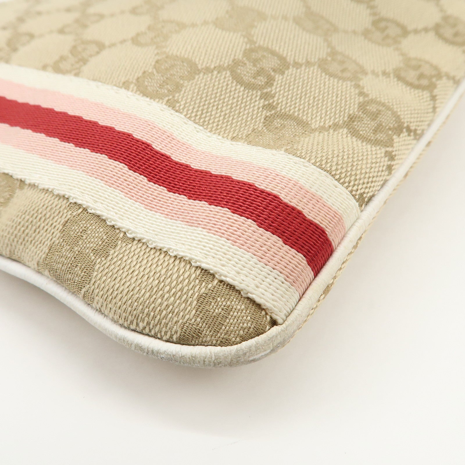 GUCCI Sherry GG Canvas Leather Shoulder Bag Beige Pink 144388