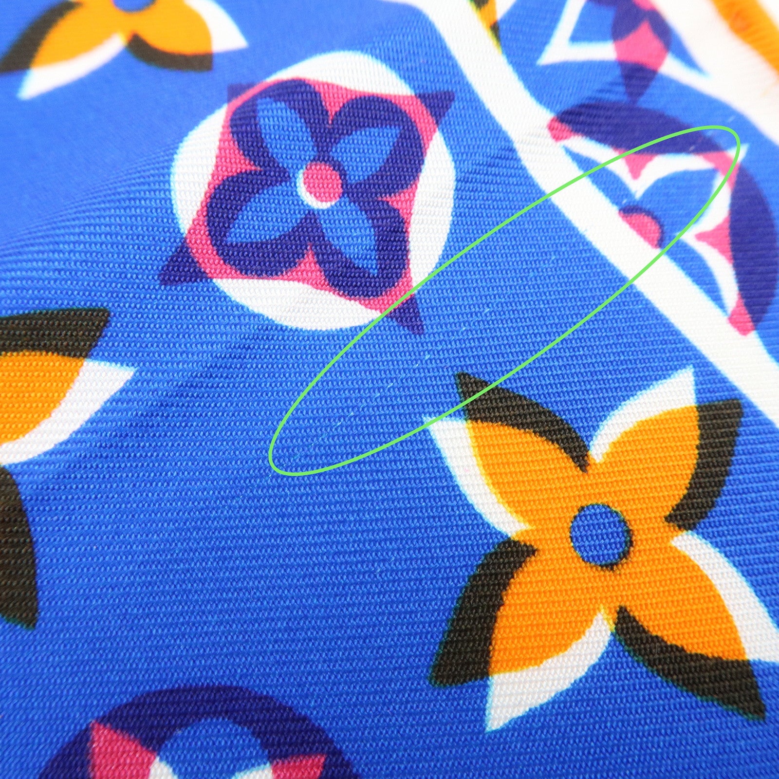 Louis Vuitton Monogram Silk 100% Scarf Blue Orange M73843