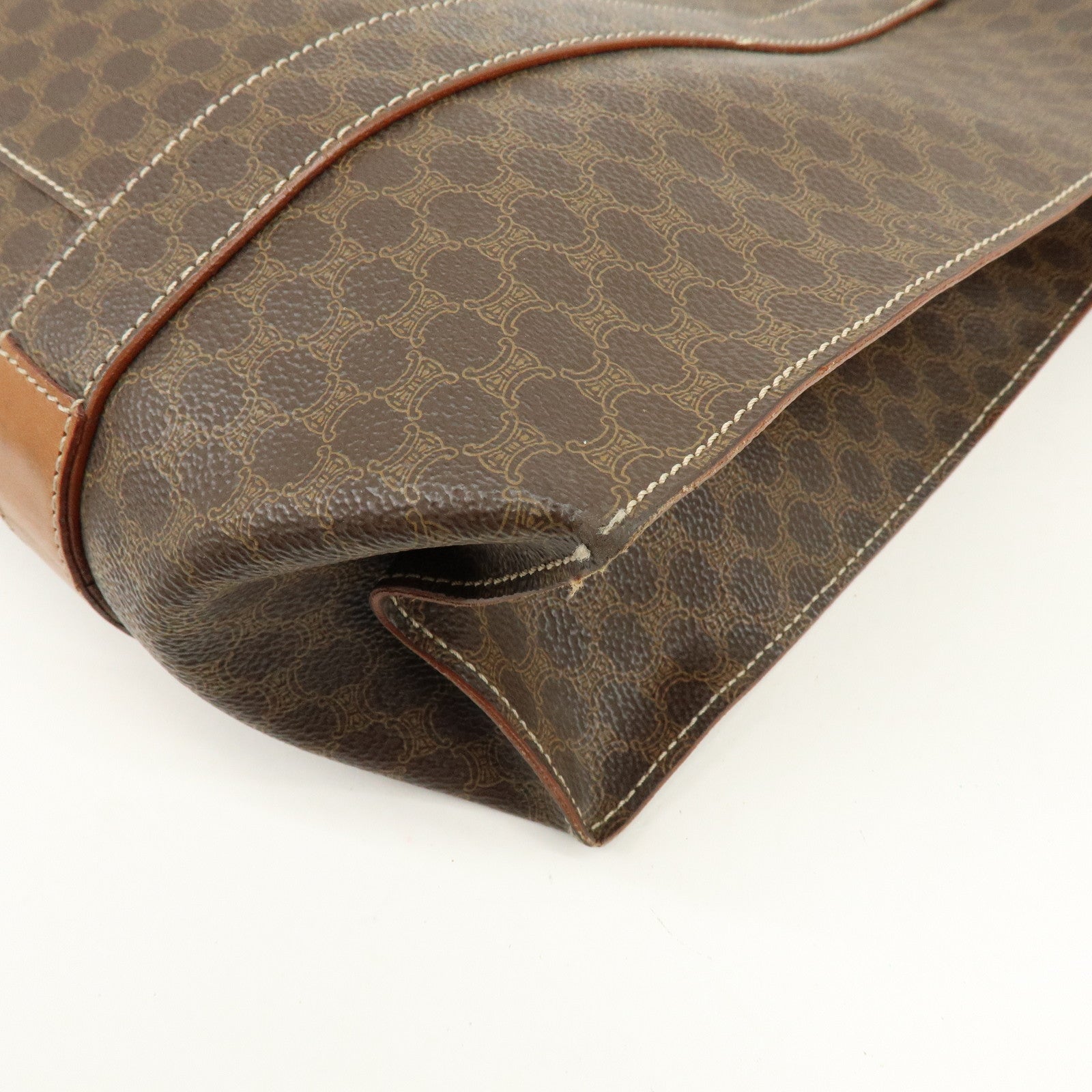 CELINE  Macadam PVC Leather Tote Bag Shoulder Bag Brown