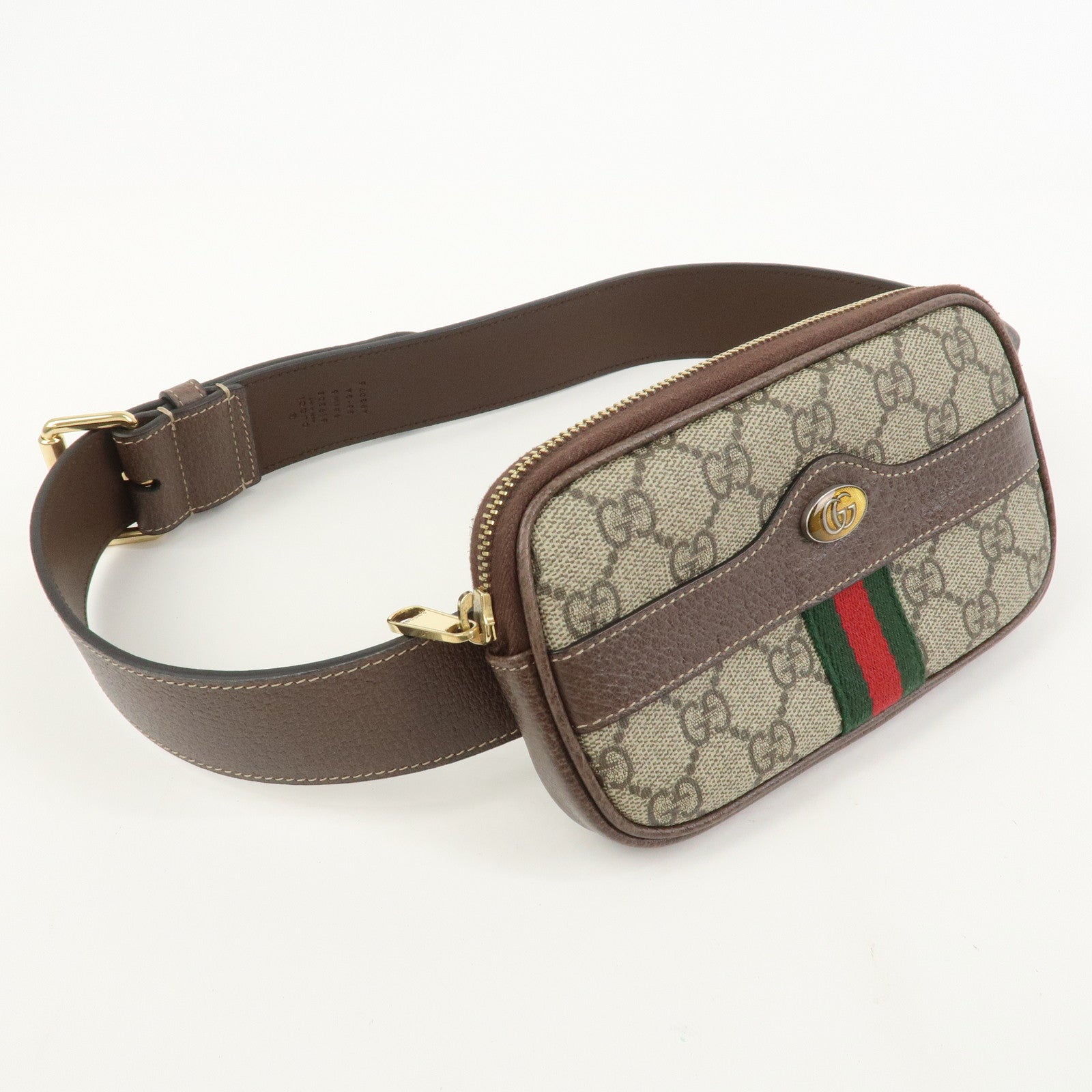 GUCCI Ophidia GG Supreme Leather Waist Bag Brown 519308