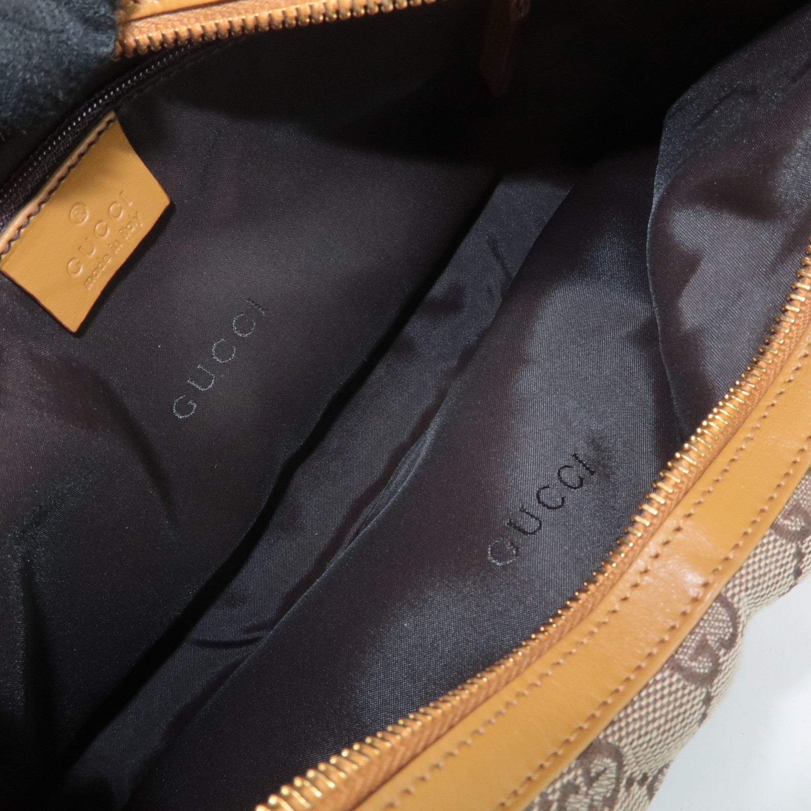 GUCCI GG Canvas Leather Shoulder Bag Hand Bag Beige 001.3812 Used