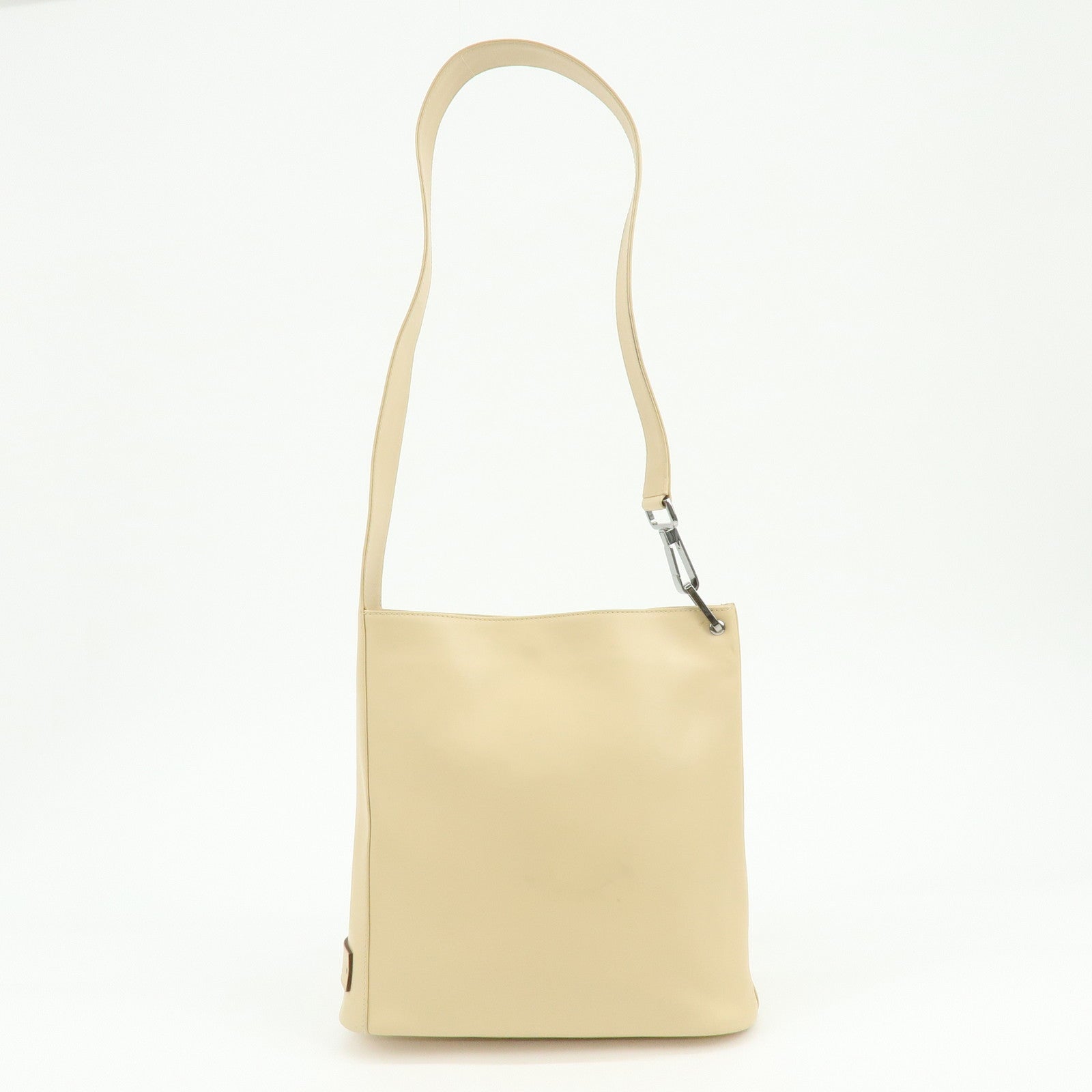 GUCCI Logo Leather Shoulder Bag Hand Bag Beige 91761