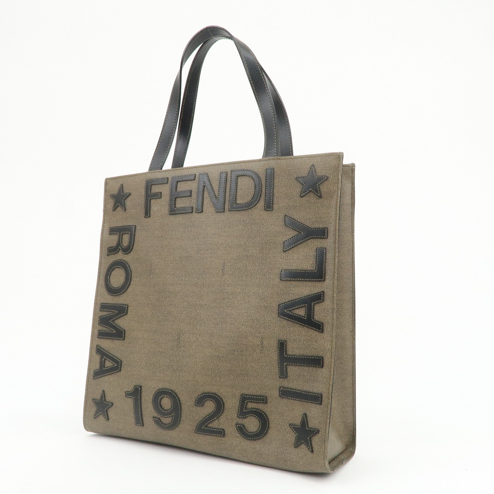 FENDI 1925 ROMA ITALY PVC Leather Tote Bag Brown Black 45426000