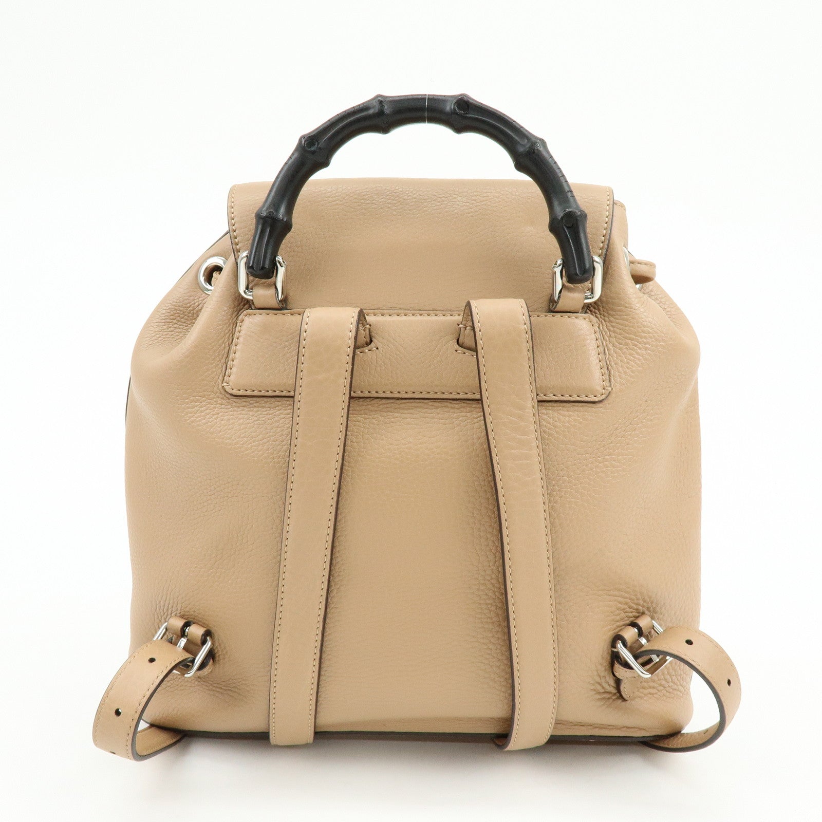 GUCCI Bamboo Leather Tassel Backpack Rucksack Pink Beige 370833