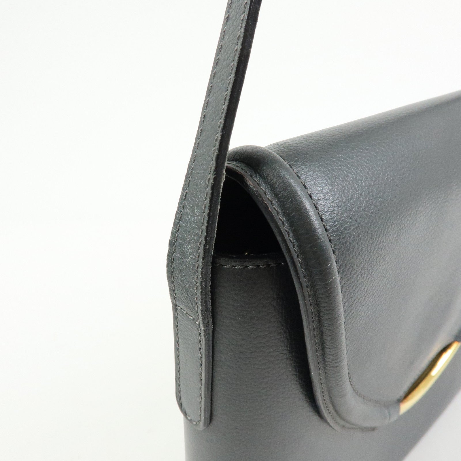 DELVAUX Calf Leather Shoulder Bag Crossbody Bag Eclair Gray