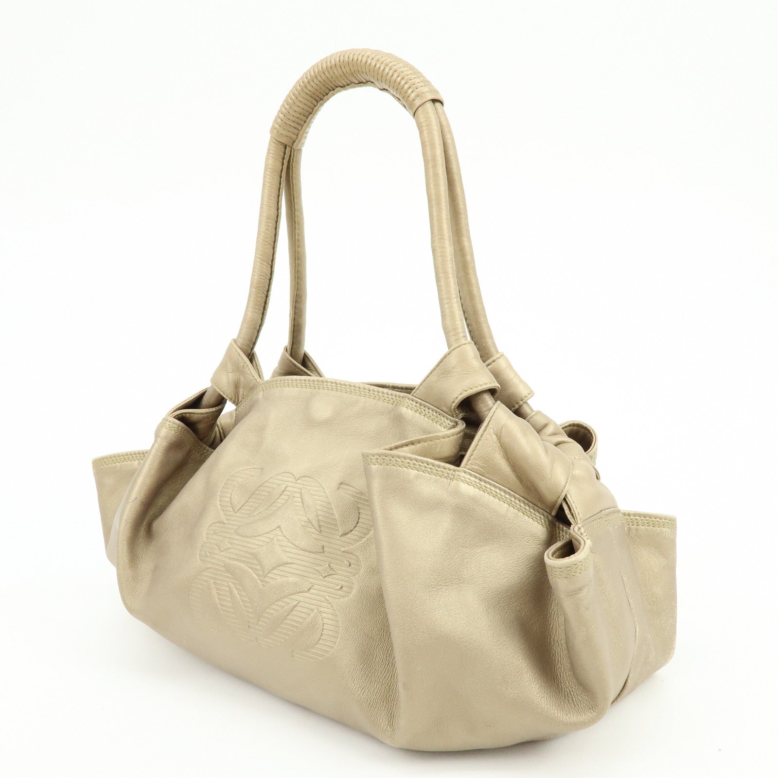 LOEWE Anagram Nappa Aire Leather Hand Bag Shoulder Bag Gold
