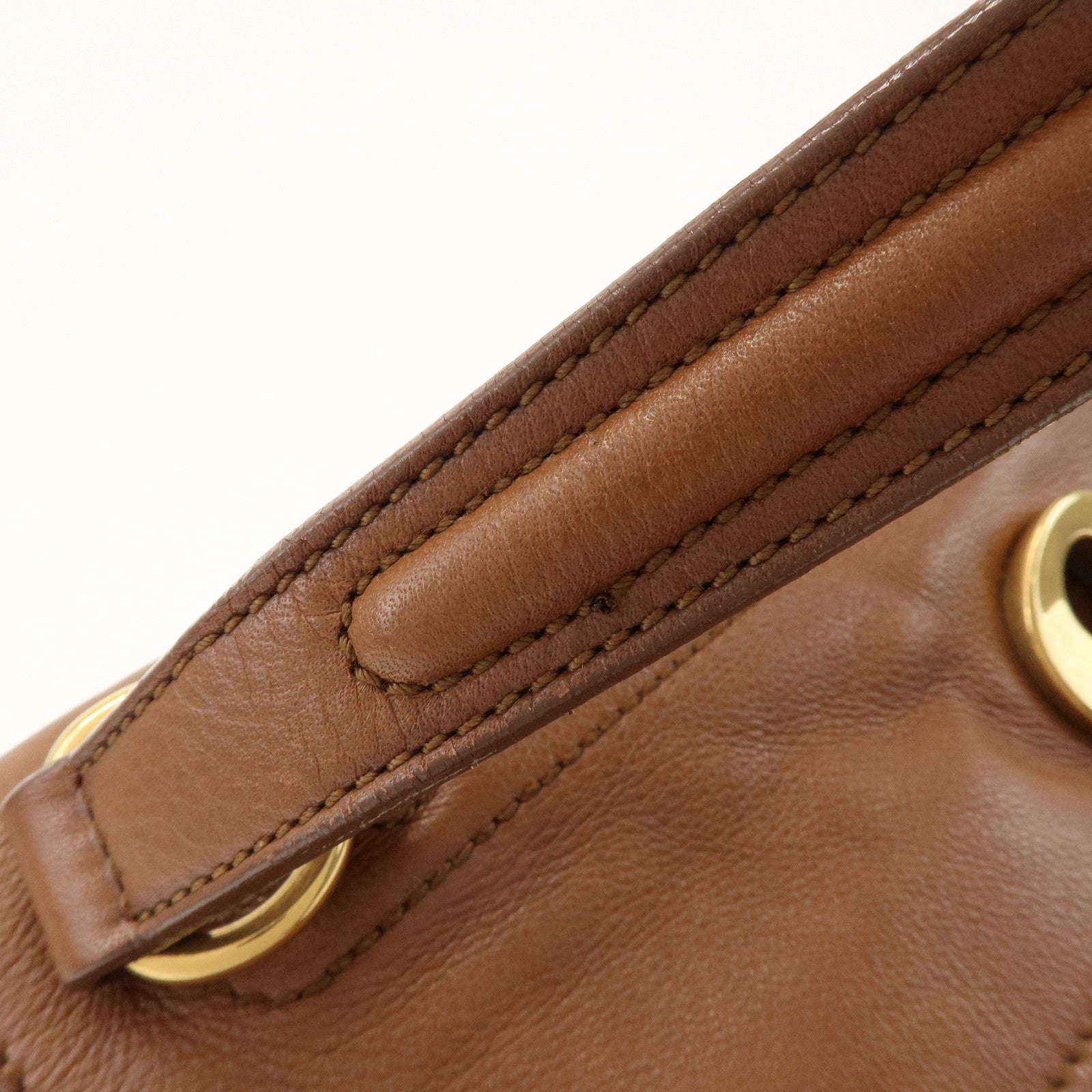 SAINT LAURENT PARIS Muse Two Leather Canvas Hand Bag Brown 229680