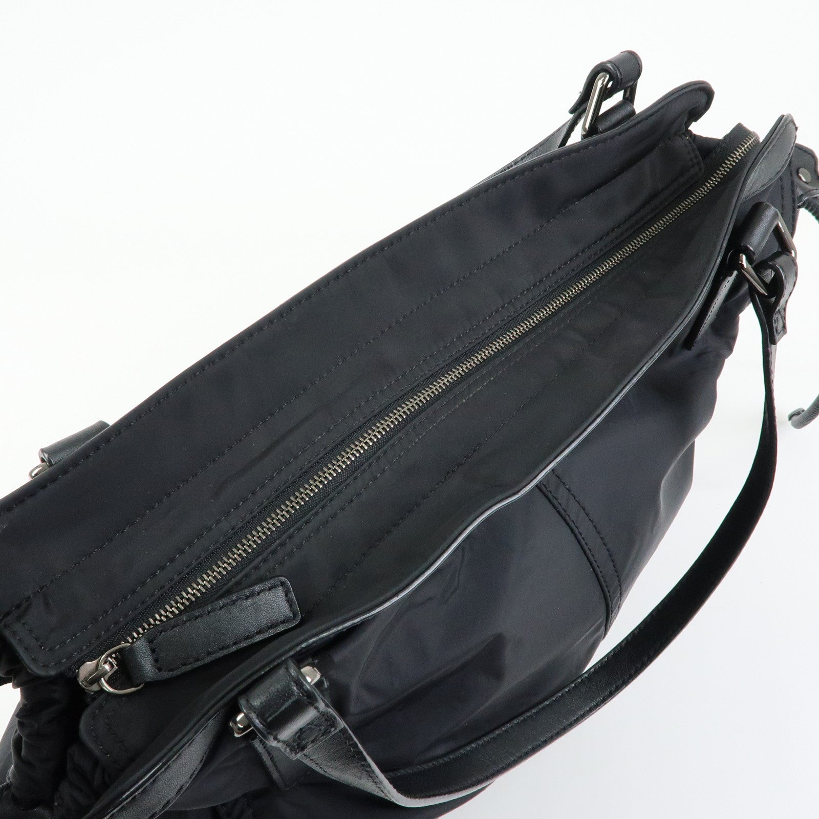 BURBERRY Nylon Leather Tote Bag Shoulder Bag Black