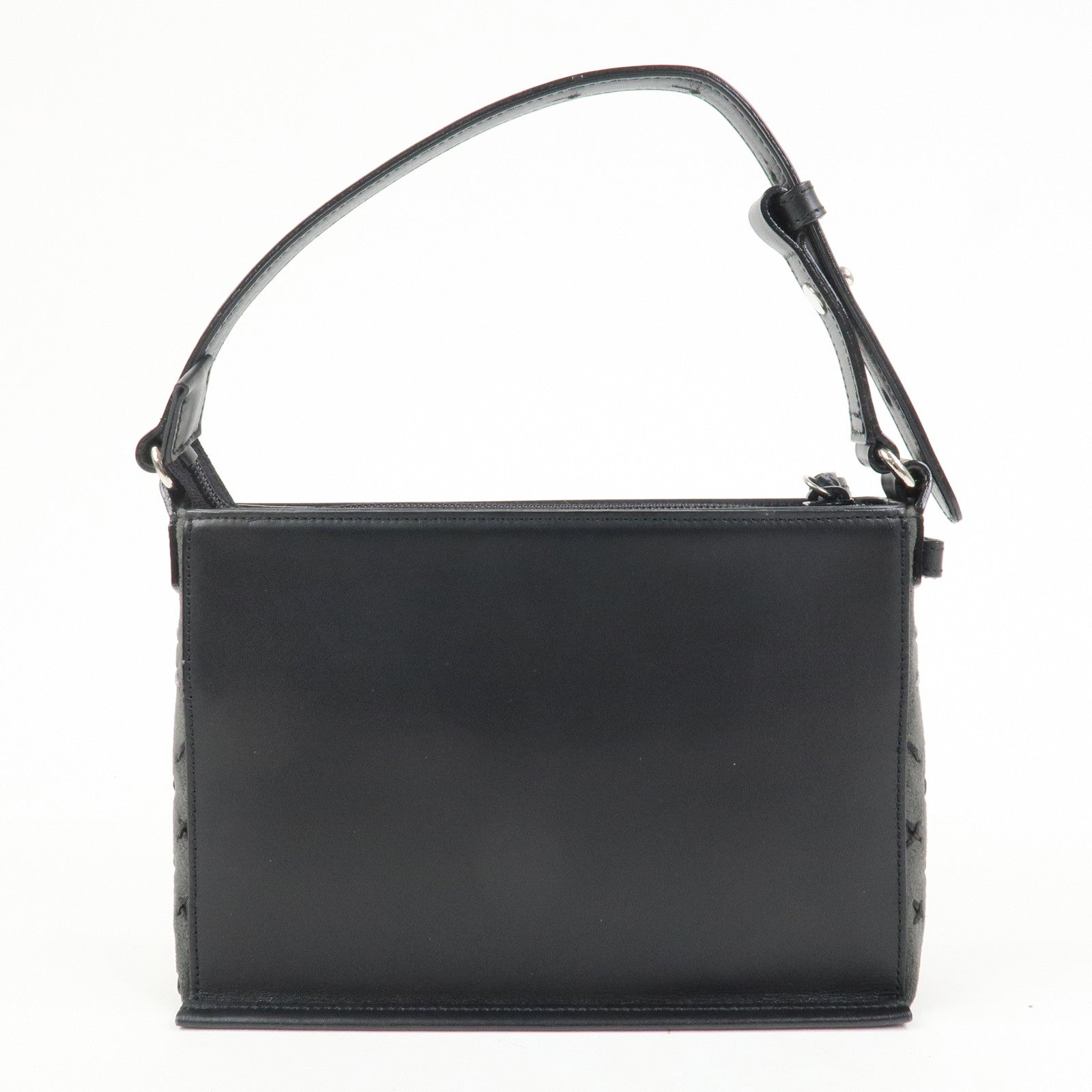 BURBERR Logo Cotton Leather Adjustable Hand Bag Shoulder Bag Black