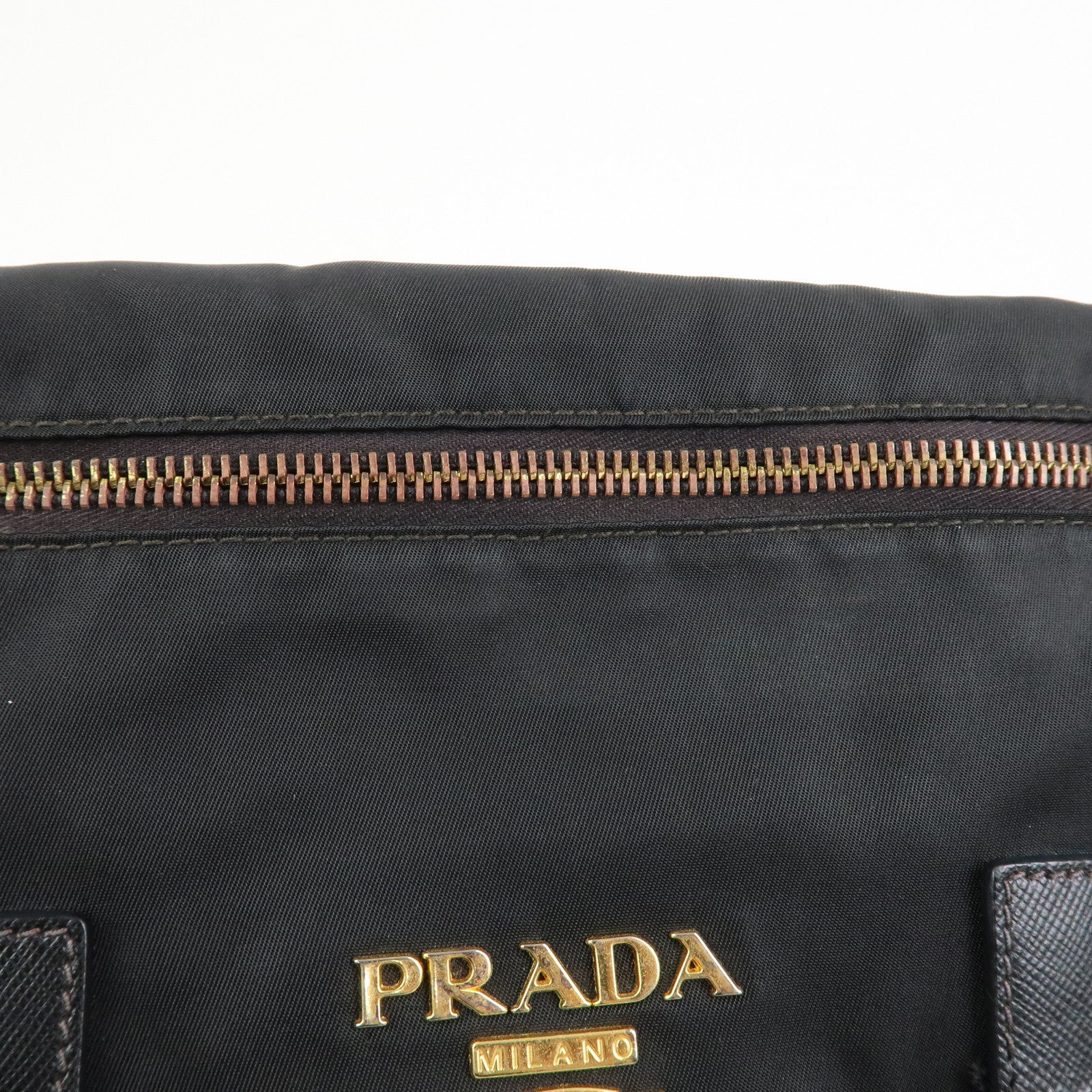 PRADA Logo Nylon Saffiano Leather Shoulder Bag Crossbody Bag Black