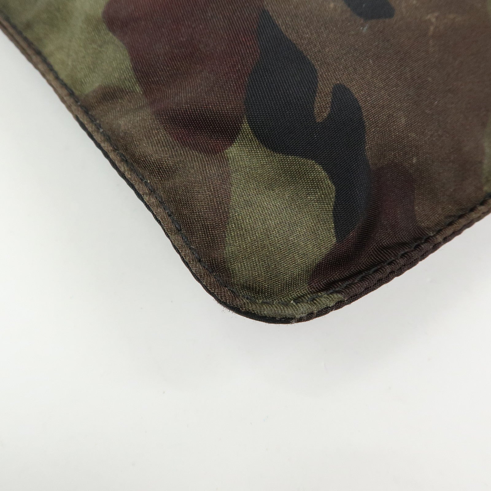 PRADA Triangle Logo Nylon Leather Camouflage Shoulder Bag VA0886