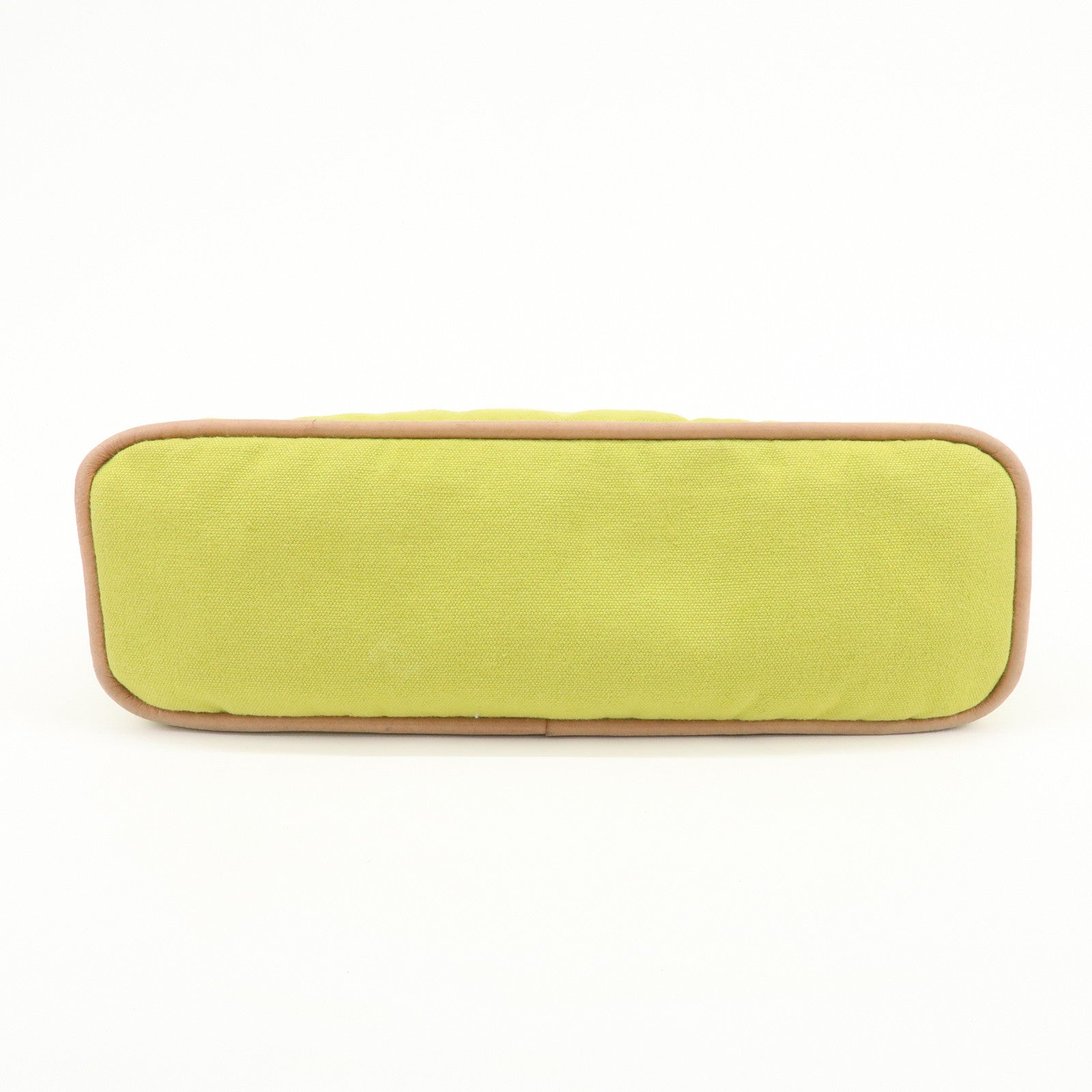HERMES Bolide Pouch MM Canvas Leather Cosmetic Pouch Light Green