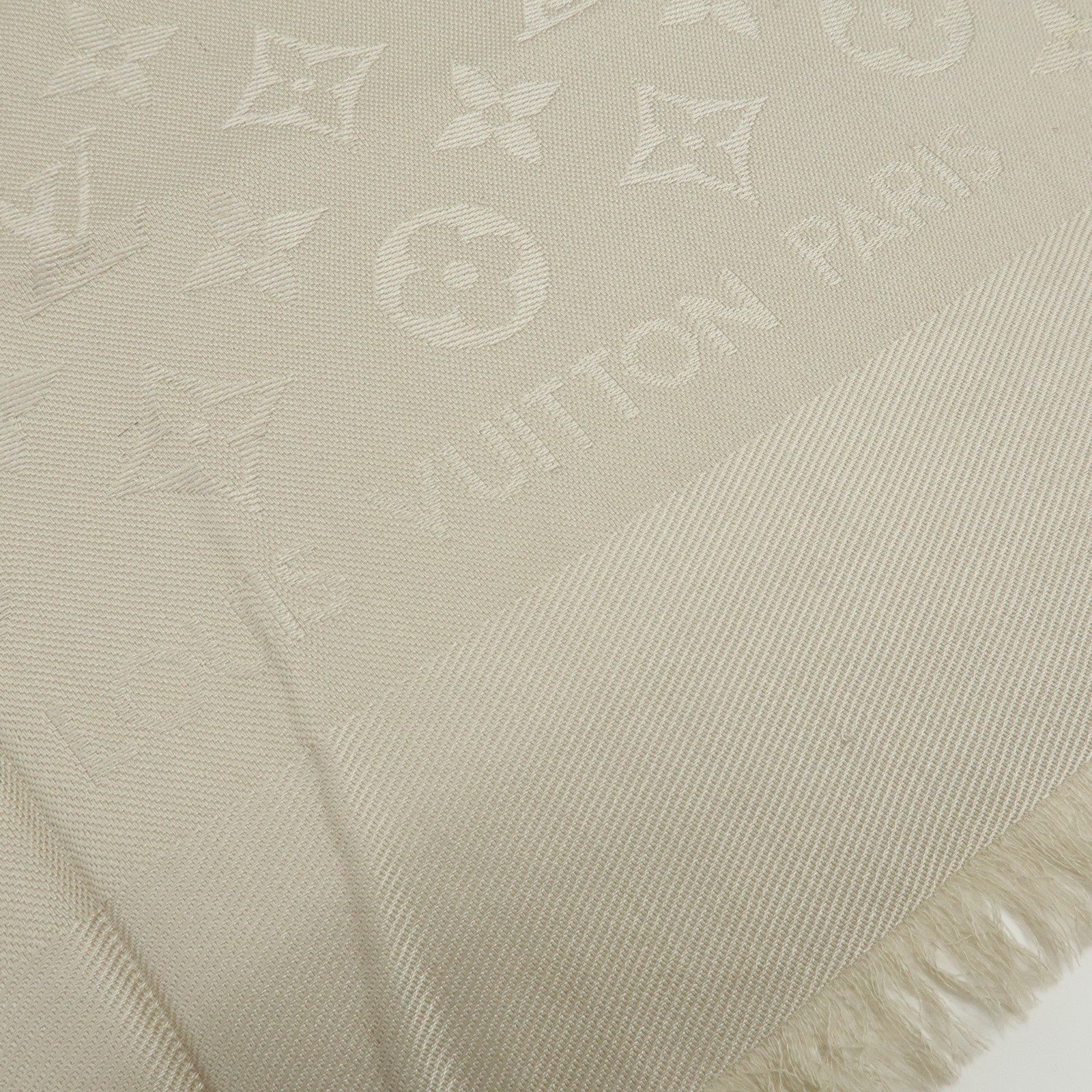 Louis Vuitton Monogram Classic Shawl Silk Wool Scarf Greige M96983