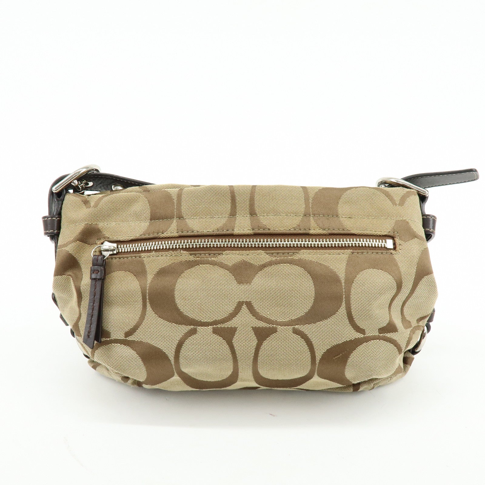 COACH Set of 2 Signature Canvas Leather Shoulder Bag Beige