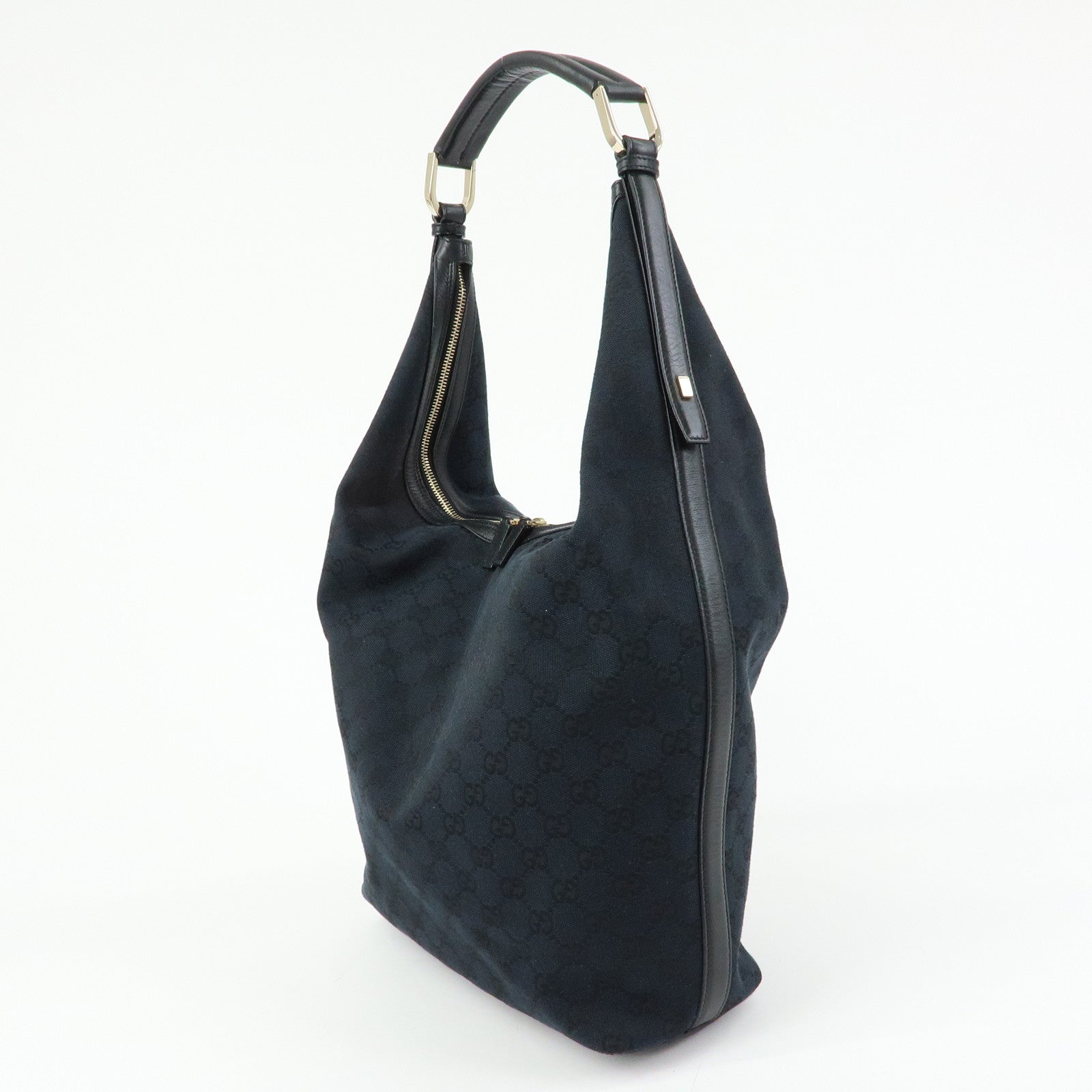 GUCCI GG Canvas Leather Shoulder Bag Hand Bag Black 001.4287