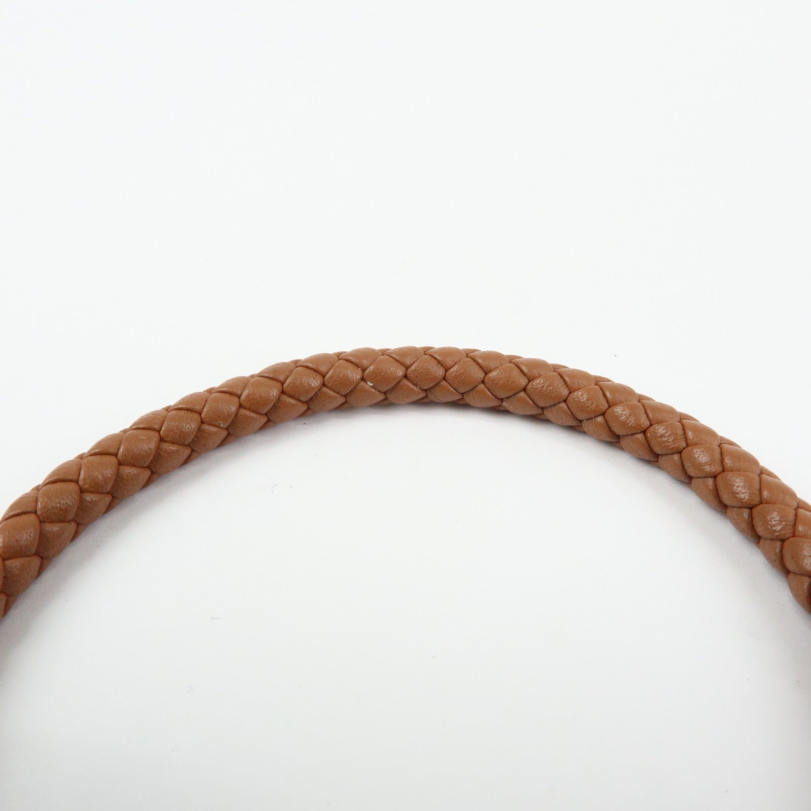 HERMES Jumbo Choker Leather Metal Bracelet Brown Silver