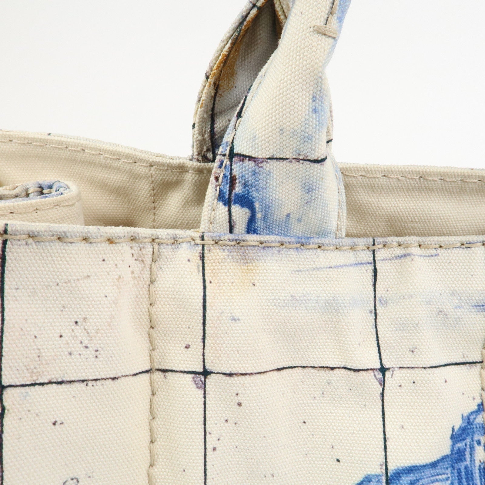 PRADA Canapa Large Denim 2Way Bag Tote Bag Shoulder Bag Blue B1872B