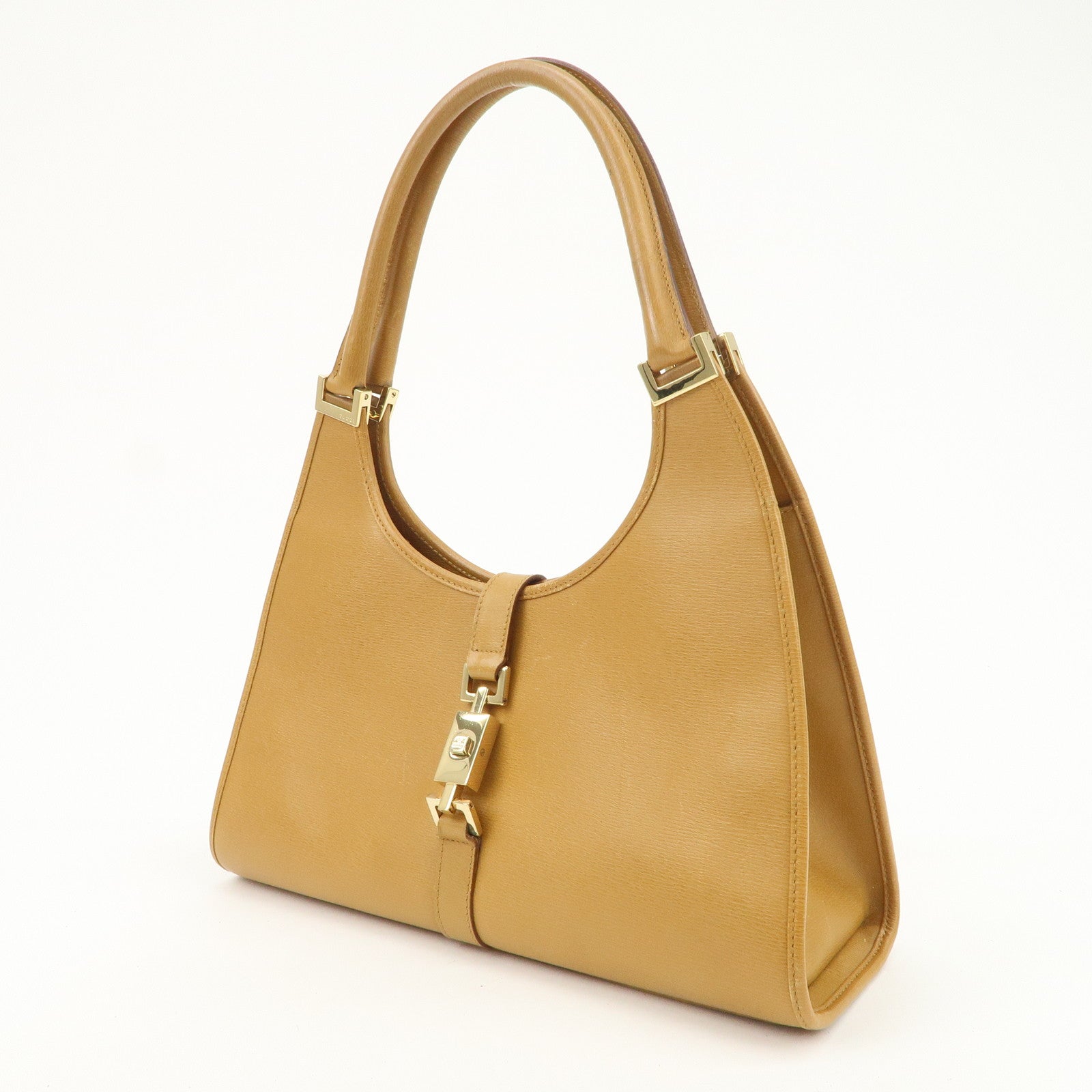GUCCI Jackie Leather Shoulder Bag Hand Bag Beige 002.1067