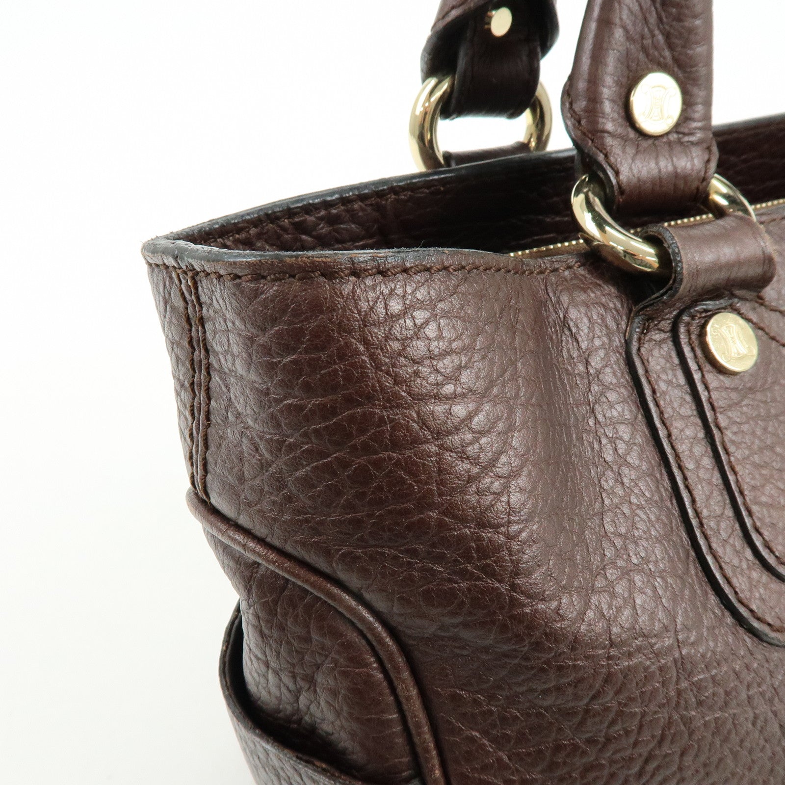 CELINE Macadam Leather Boogie Bag Hand Bag Burgundy