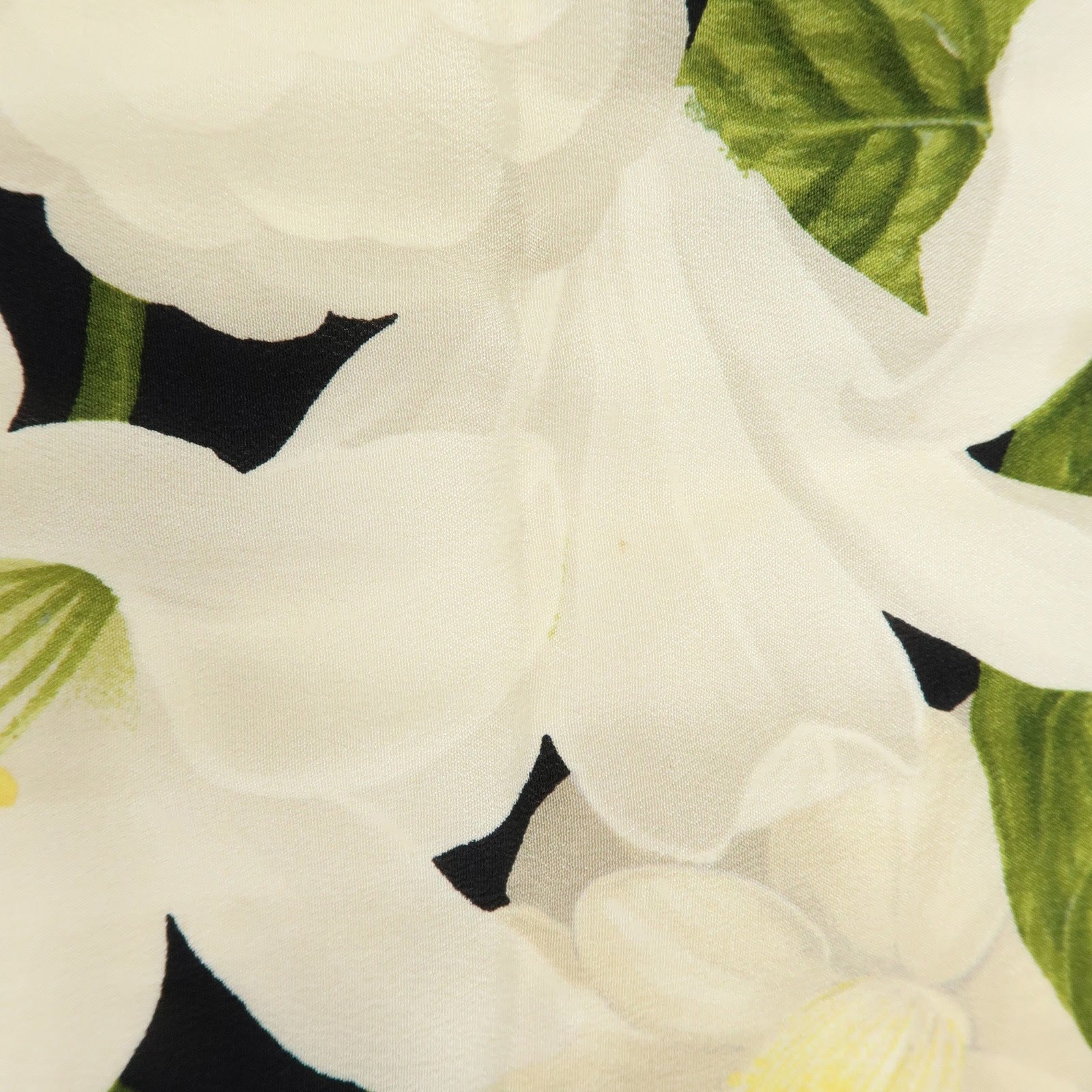 CHANEL Silk 100% Vintage Scarf Flower Print Black White