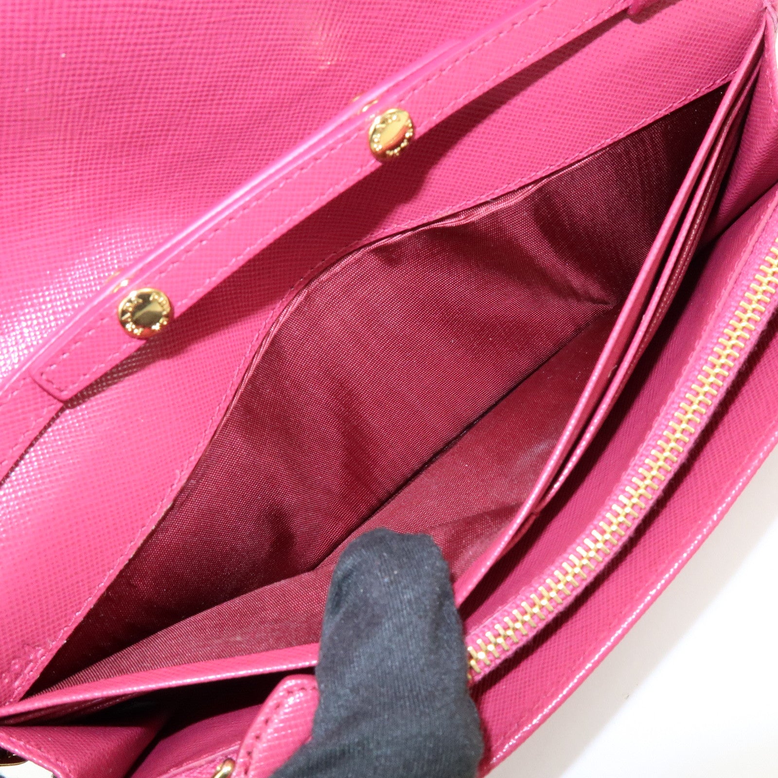 PRADA Saffiano Leather Chain Wallet WOC Pink 1M1290