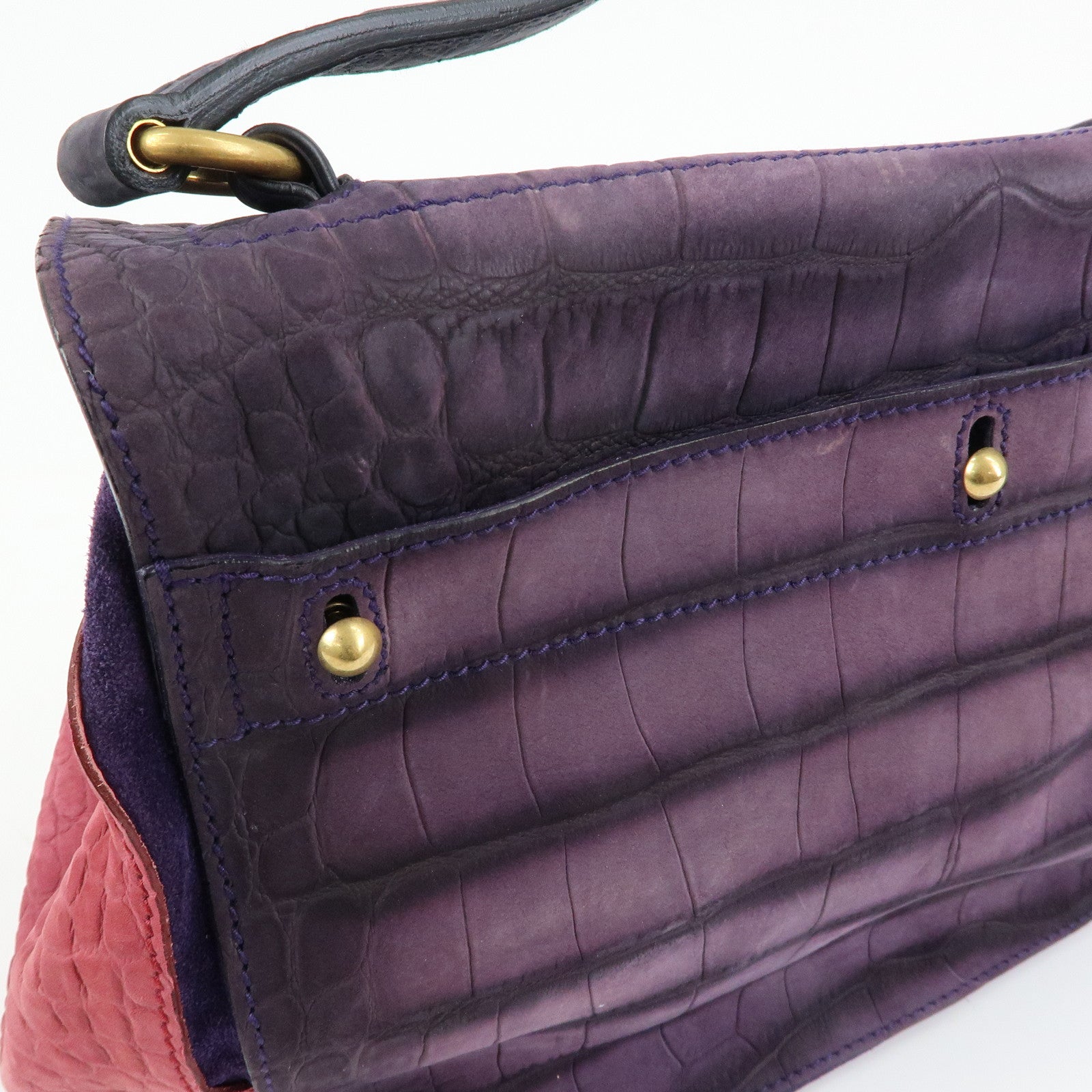 SAINT LAURENT PARIS Muse Two Suede Leather 2way Bag Purple Pink