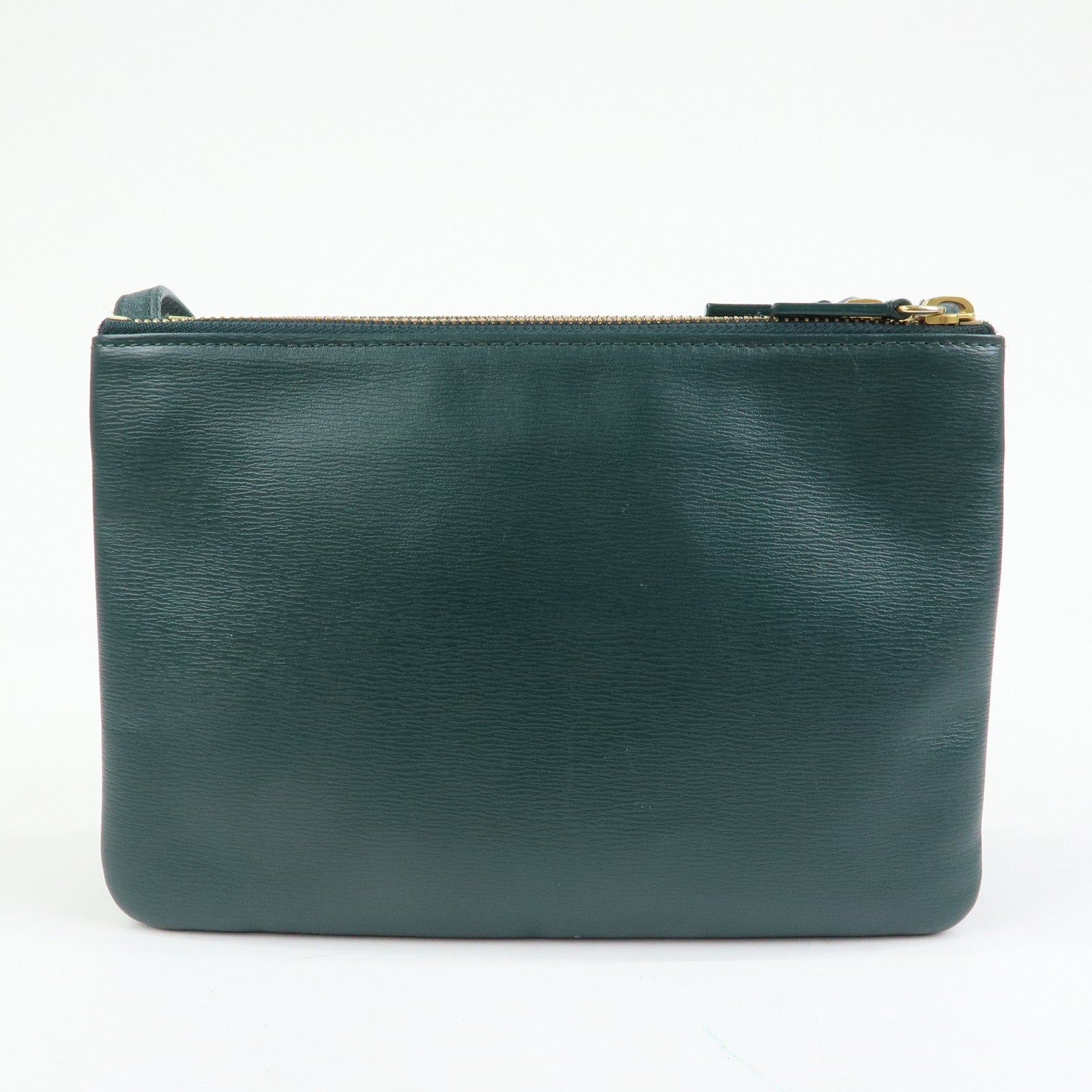 CELINE Trio Leather Shoulder Bag Three Detachable Pouch Dark Green