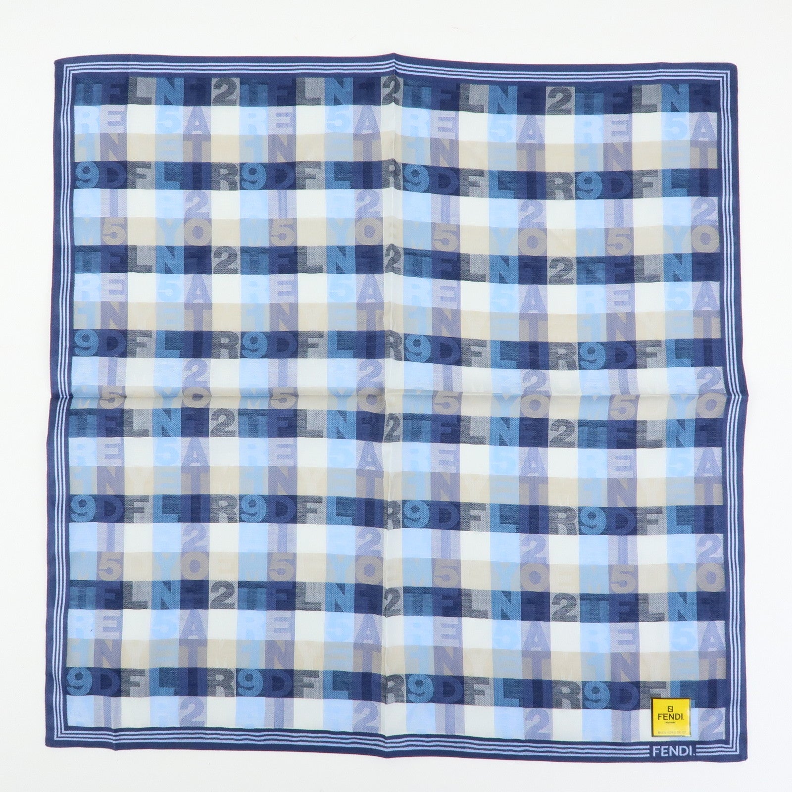 Fendi Set of 5 Cotton 100％ Scarf Brown Blue