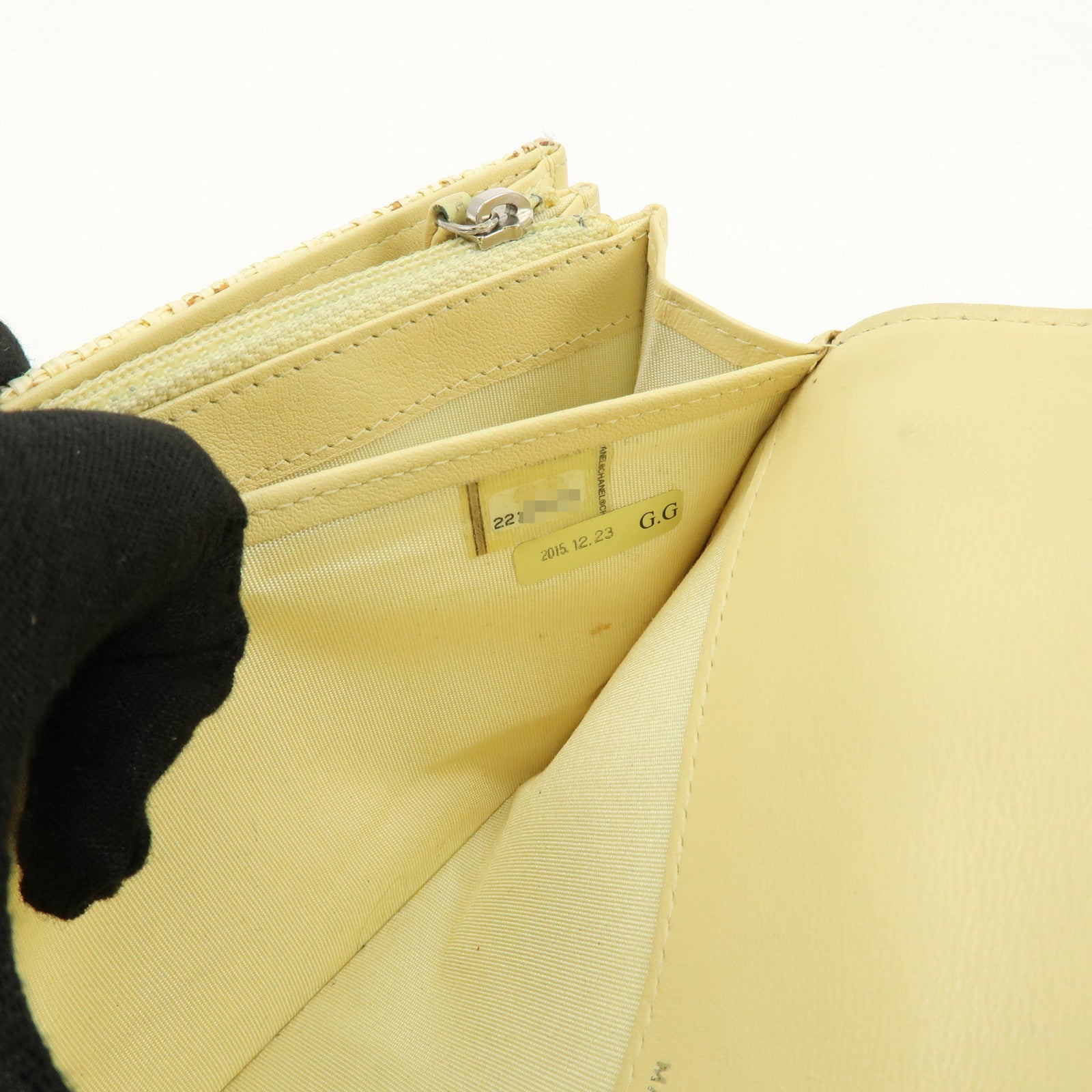 CHANEL Deauville COCO Mark Raffia Leather Long Wallet Yellow