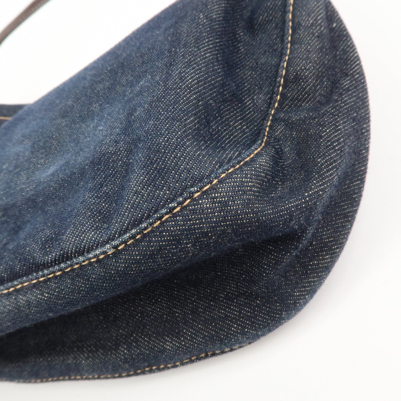 FENDI Denim Shoulder Bag Hand Bag Navy 26736