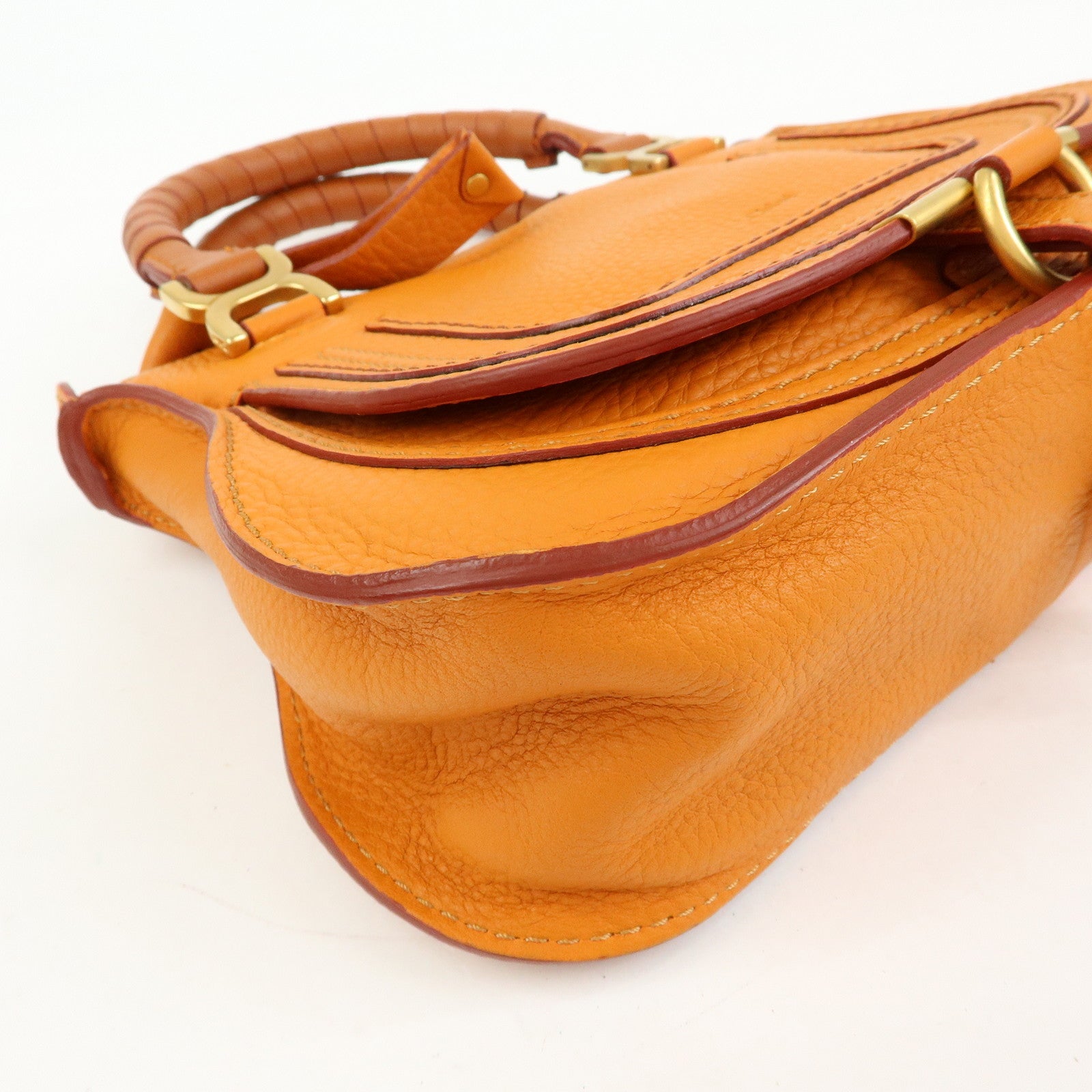 Chloe Marcy Leather 2Way Bag Hand Bag Shoulder Bag Orange