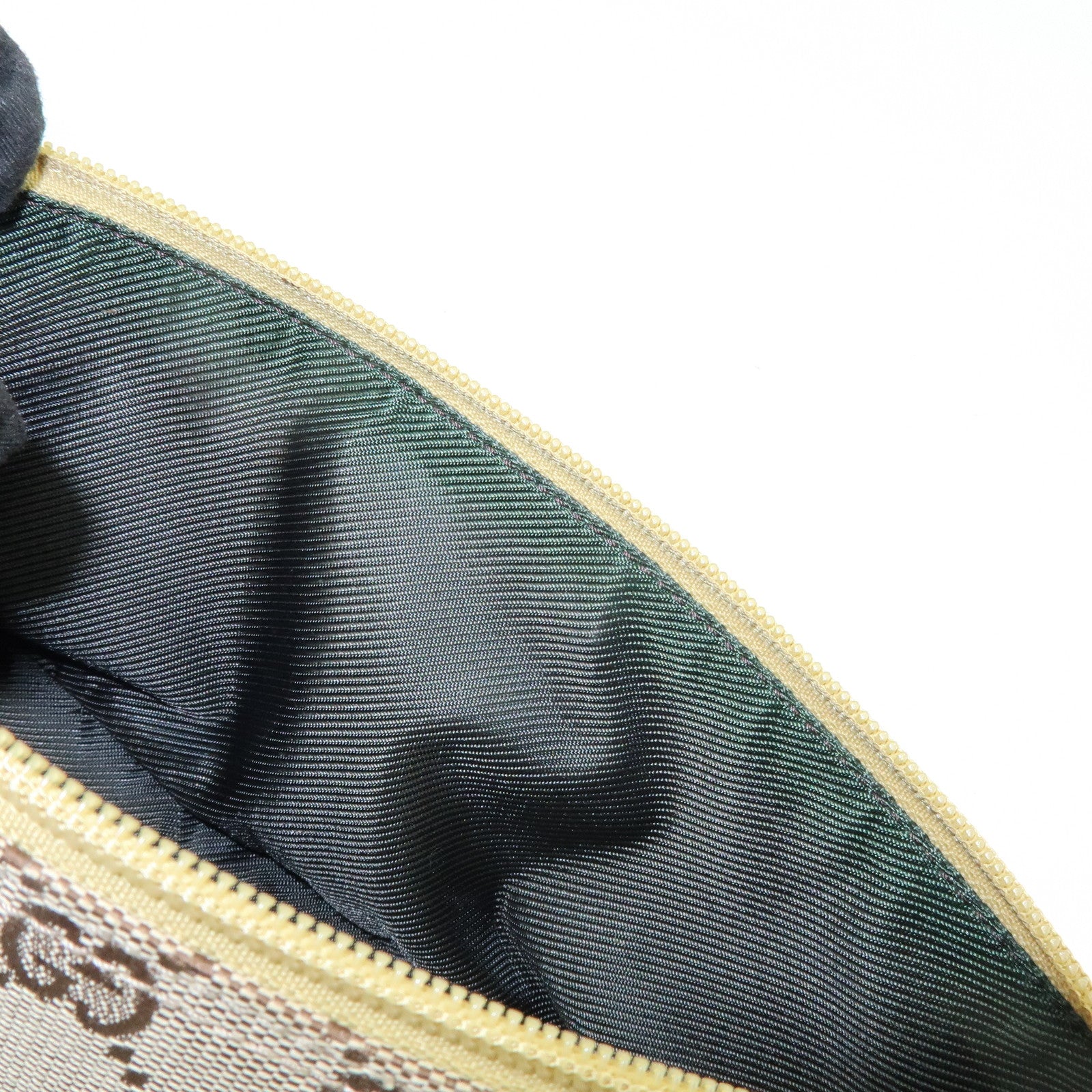 GUCCI Boat Bag GG Canvas Leather Accessory Pouch Beige Yellow 07198