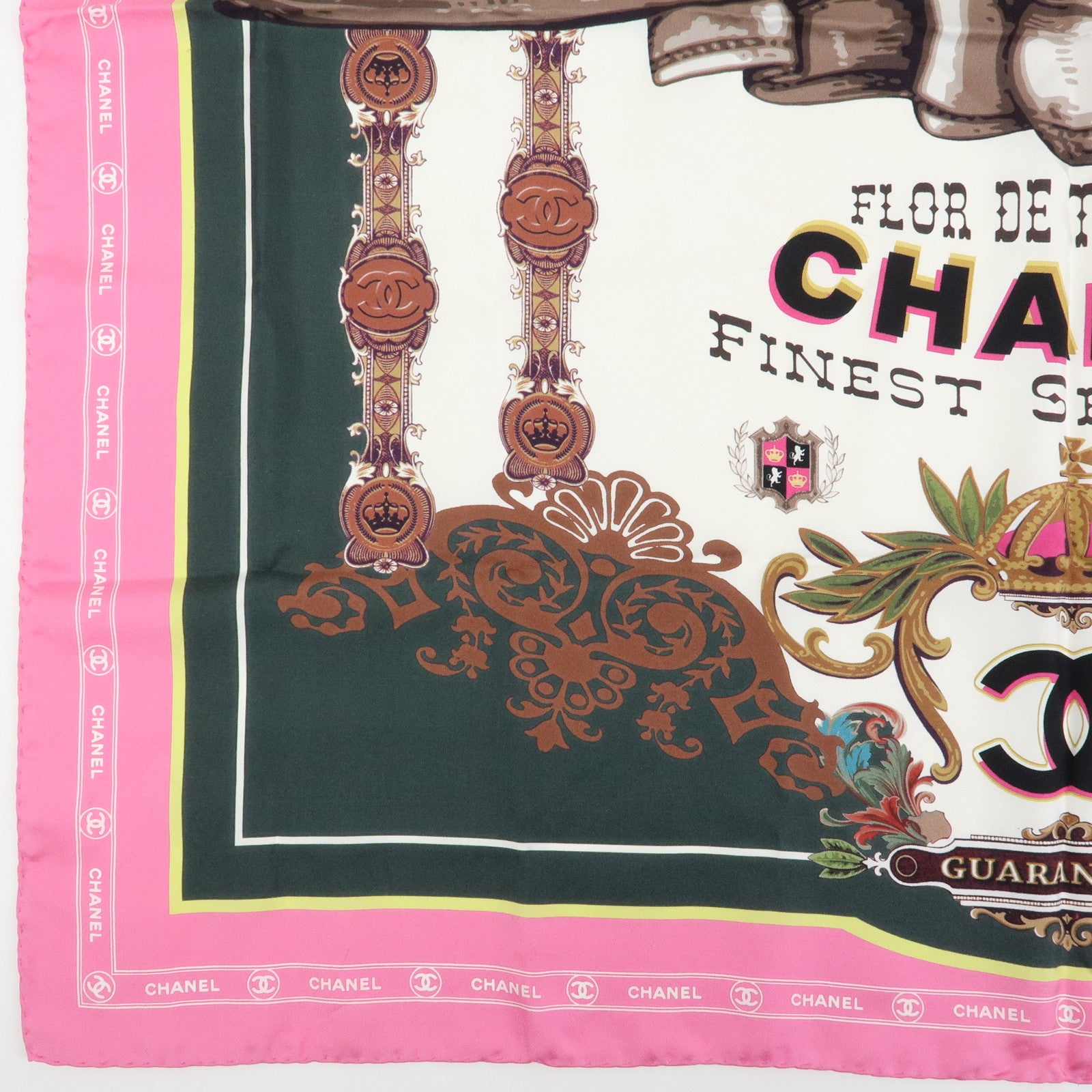 CHANEL Silk100% Scarf Paris Cuba Collection Pink Black Brown