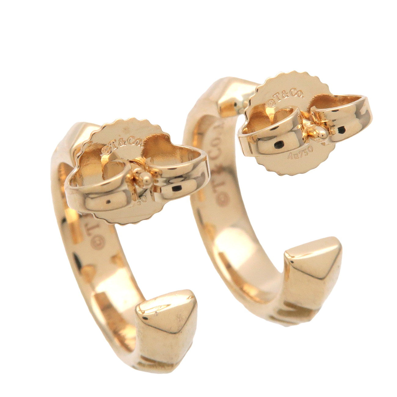 Tiffany & Co Atlas X Hoop Earrings K18 750YG Yellow Gold