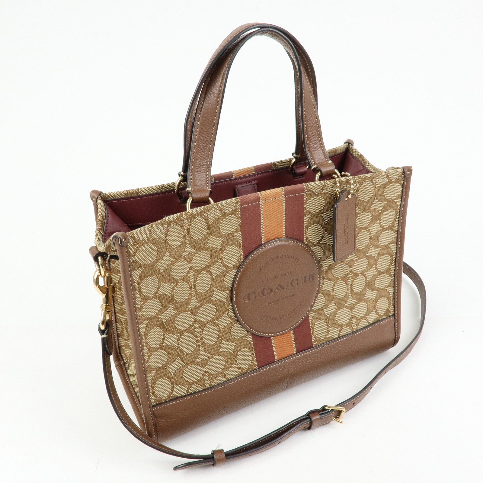 COACH Signature 2Way Canvas Leather Shoulder Bag Hand Bag Beige