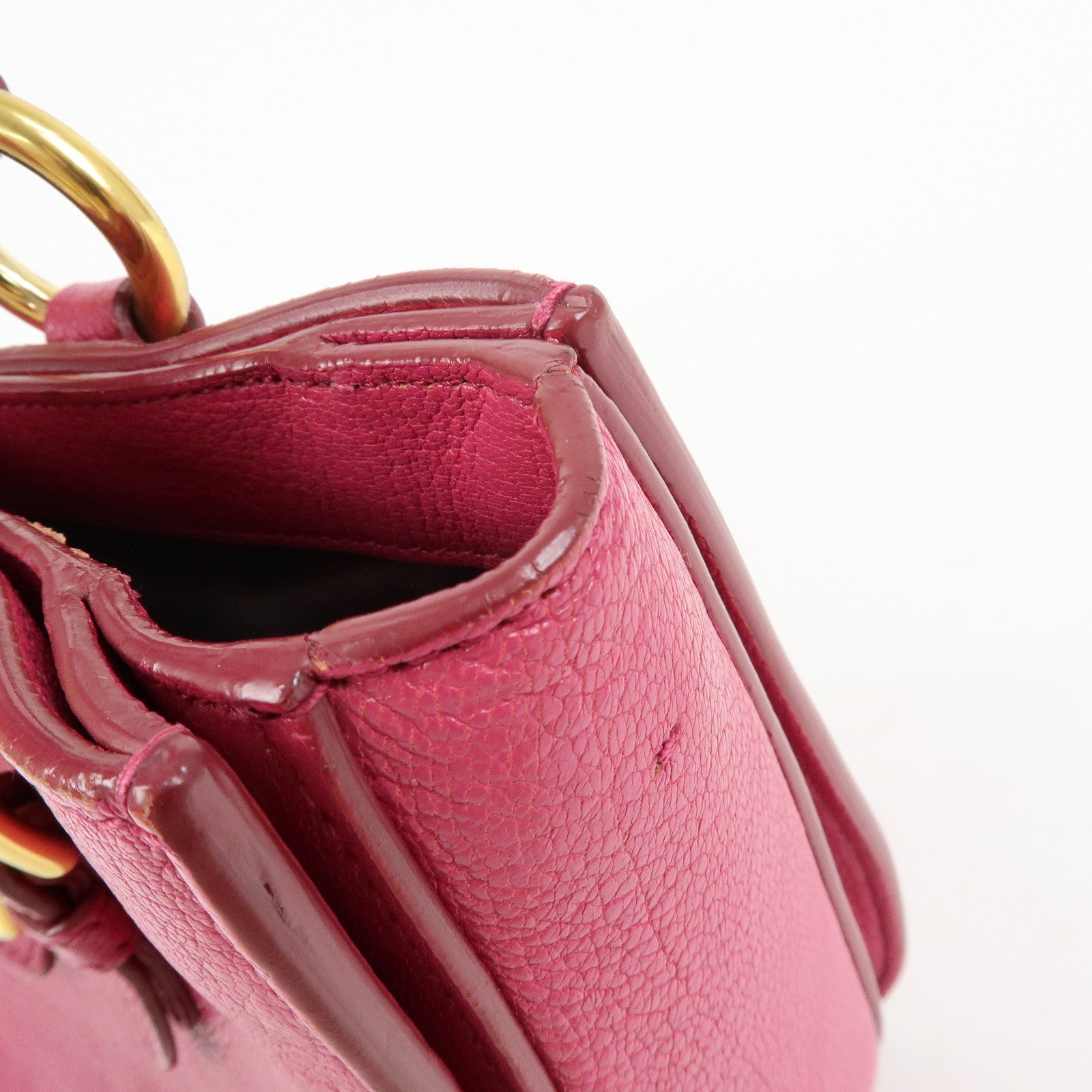 MIU MIU Madras Leather 2Way Bag Hand Bag Shoulder Bag Pink