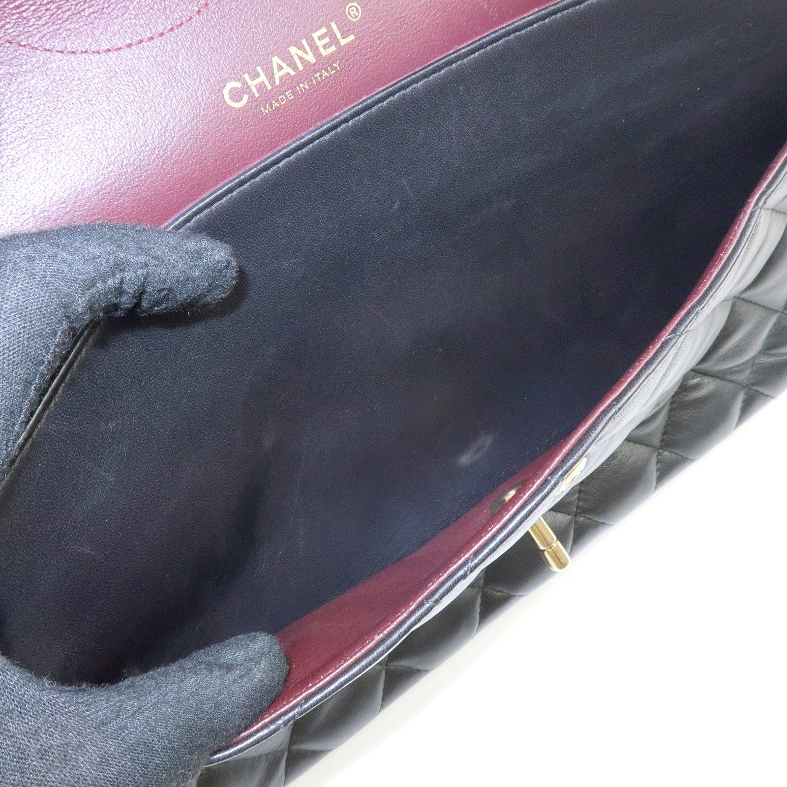 CHANEL Matelasse Lamb Skin Chain Shoulder Bag Black A58600