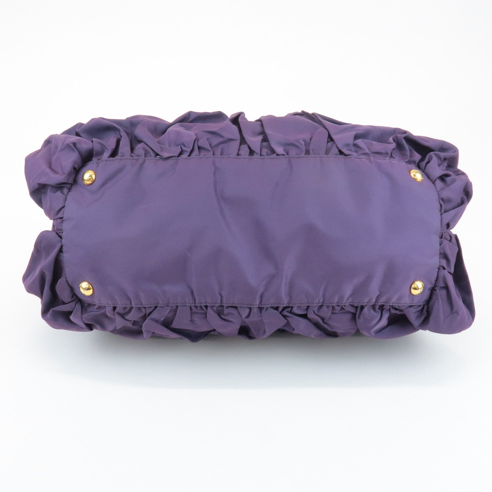 PRADA Triangle Logo Leather Nylon Tote Bag Shoulder Bag Purple Used