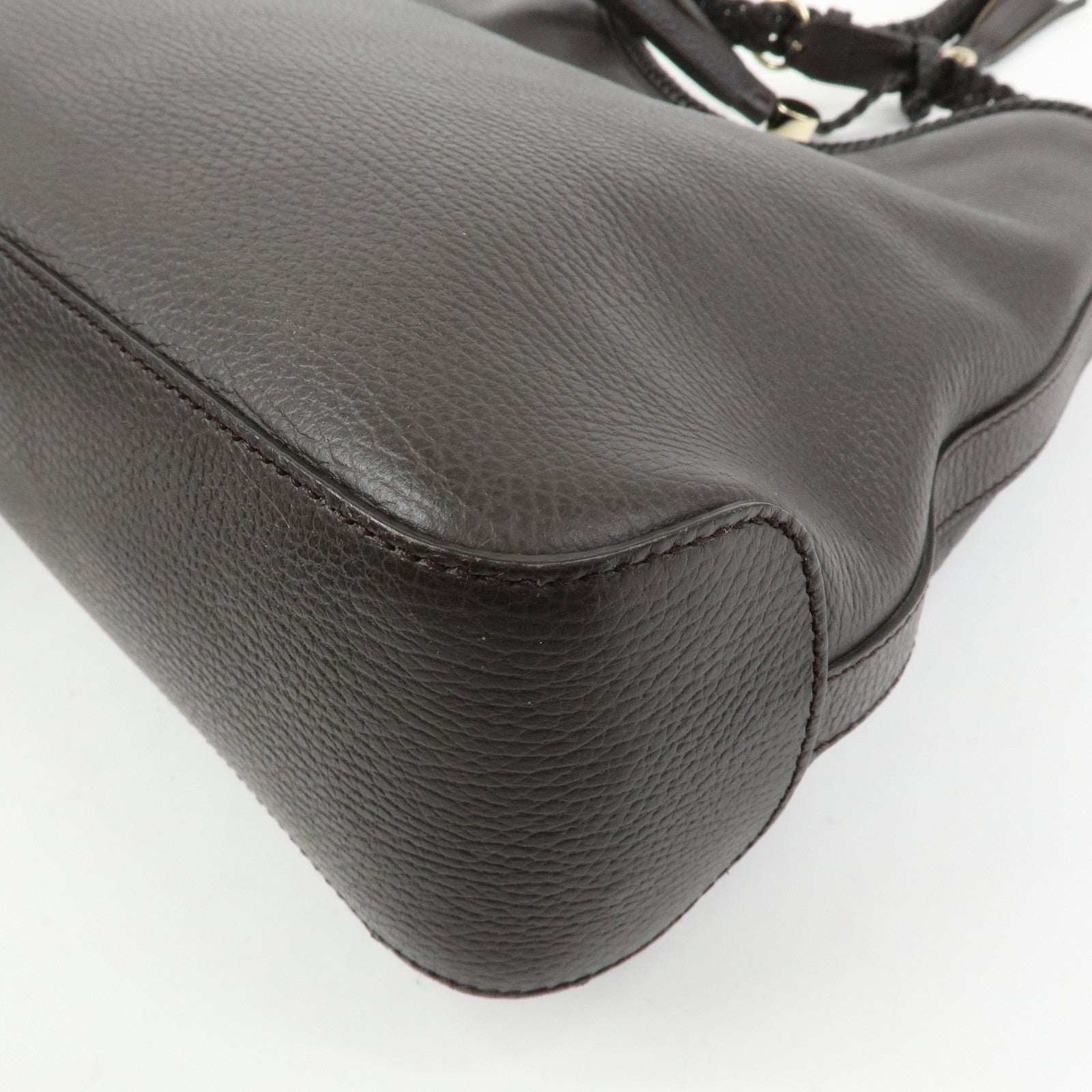 GUCCI Leather Tassel Shoulder Bag Hand Bag Dark Brown 336659