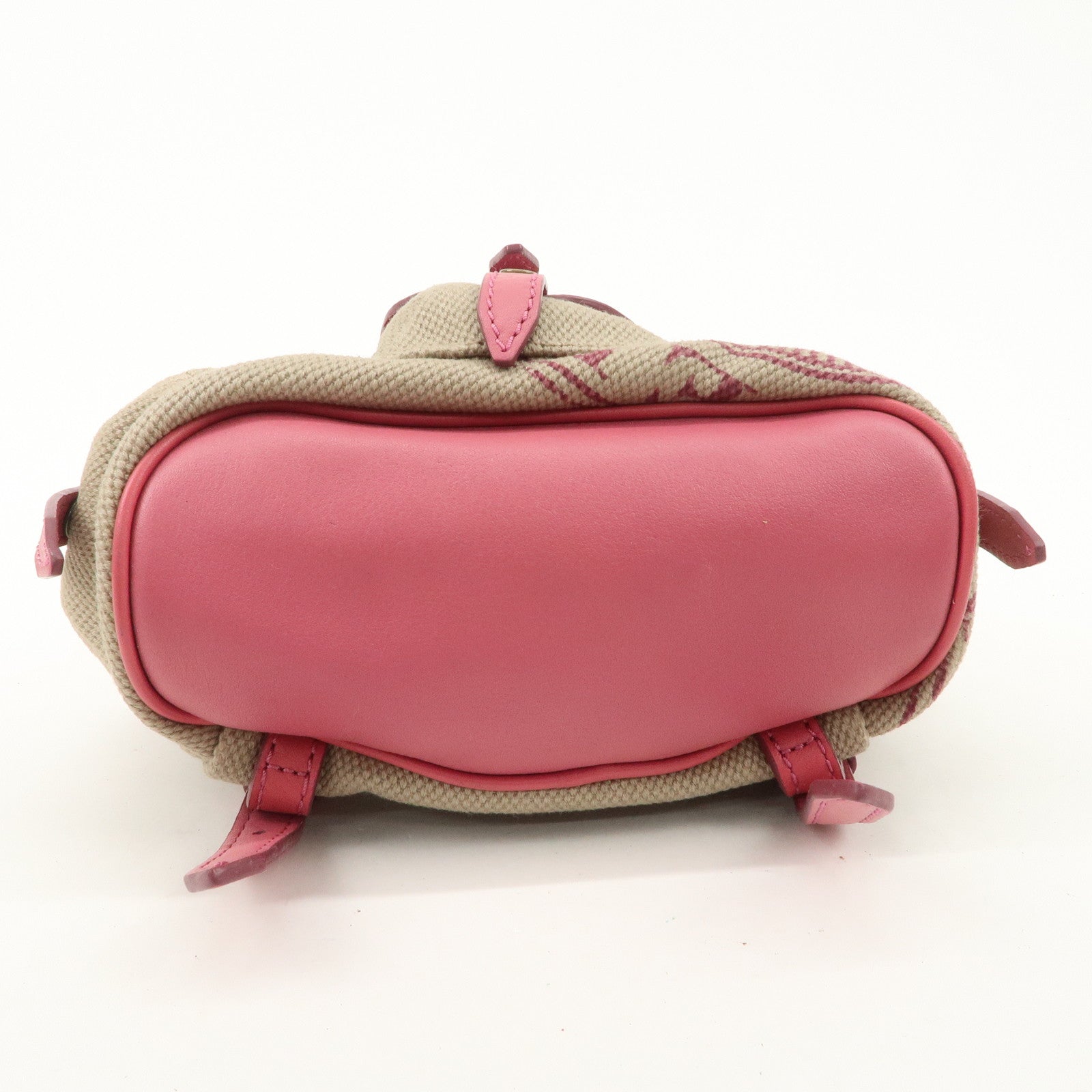 BURBERRY Children Canvas Leather Mini Rucksack Backpack Beige Pink